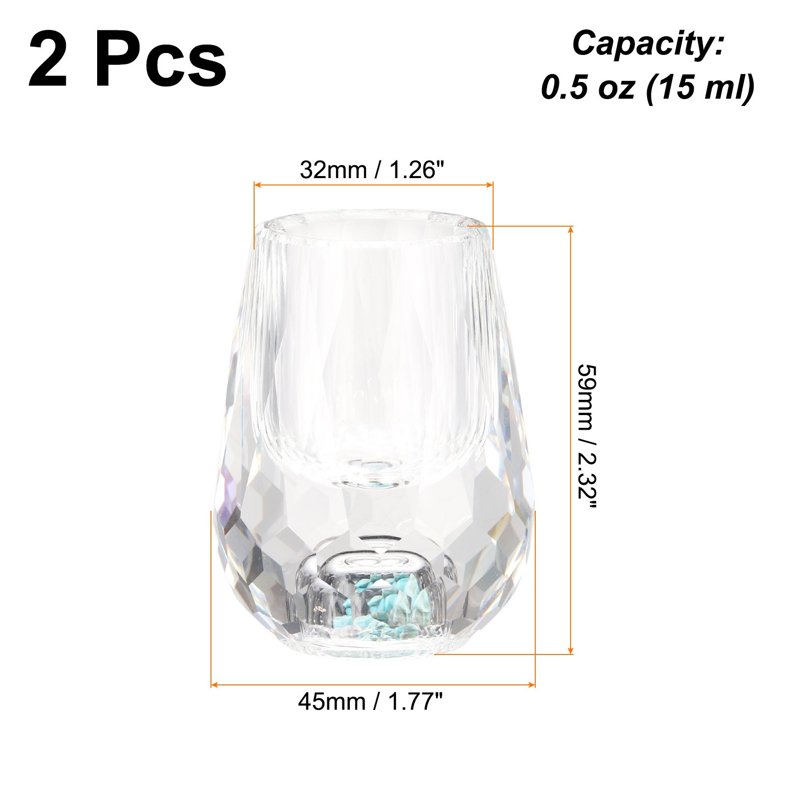 2pcs Shot Glasses 0.5oz Polystyrene with Turquoise for Wine