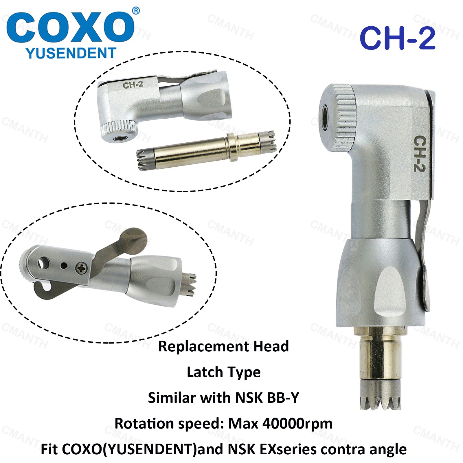 COXO 1:1 Contra Angle Handpiece Low Speed E Type Push Button Fit NSK EX EC C1-4