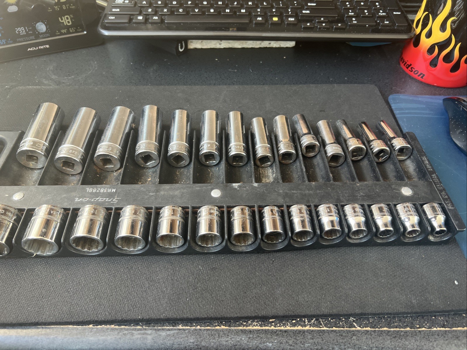Snap On 28 pc 3/8″ Drive 6/12 Point Metric Deep Standard Socket Set Mag Tray🔥