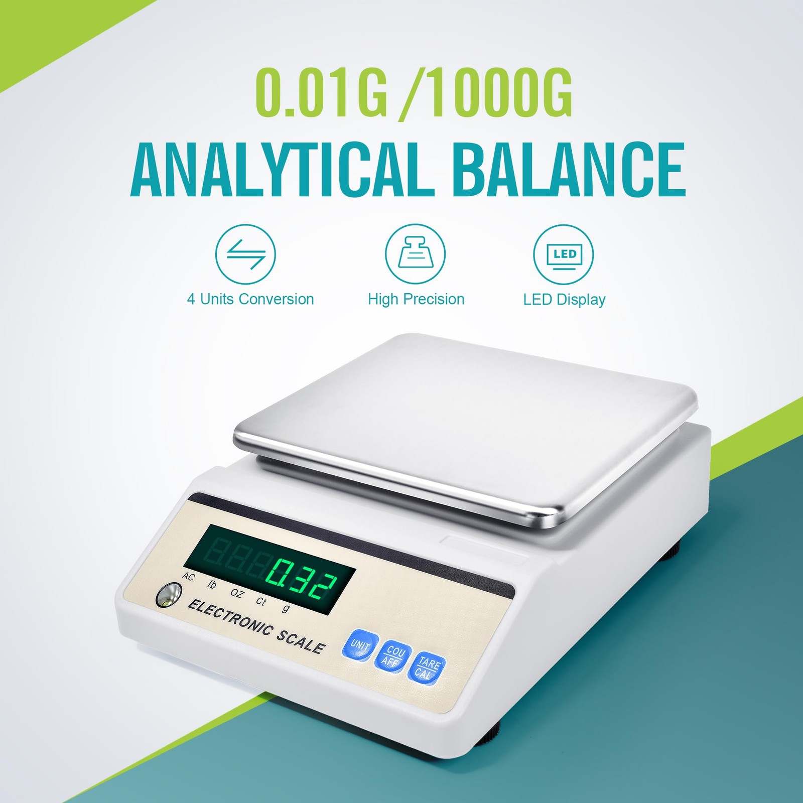 LICHEN Lab Analytical Balance 1000g x 0.01g with LED Display, High Precision …