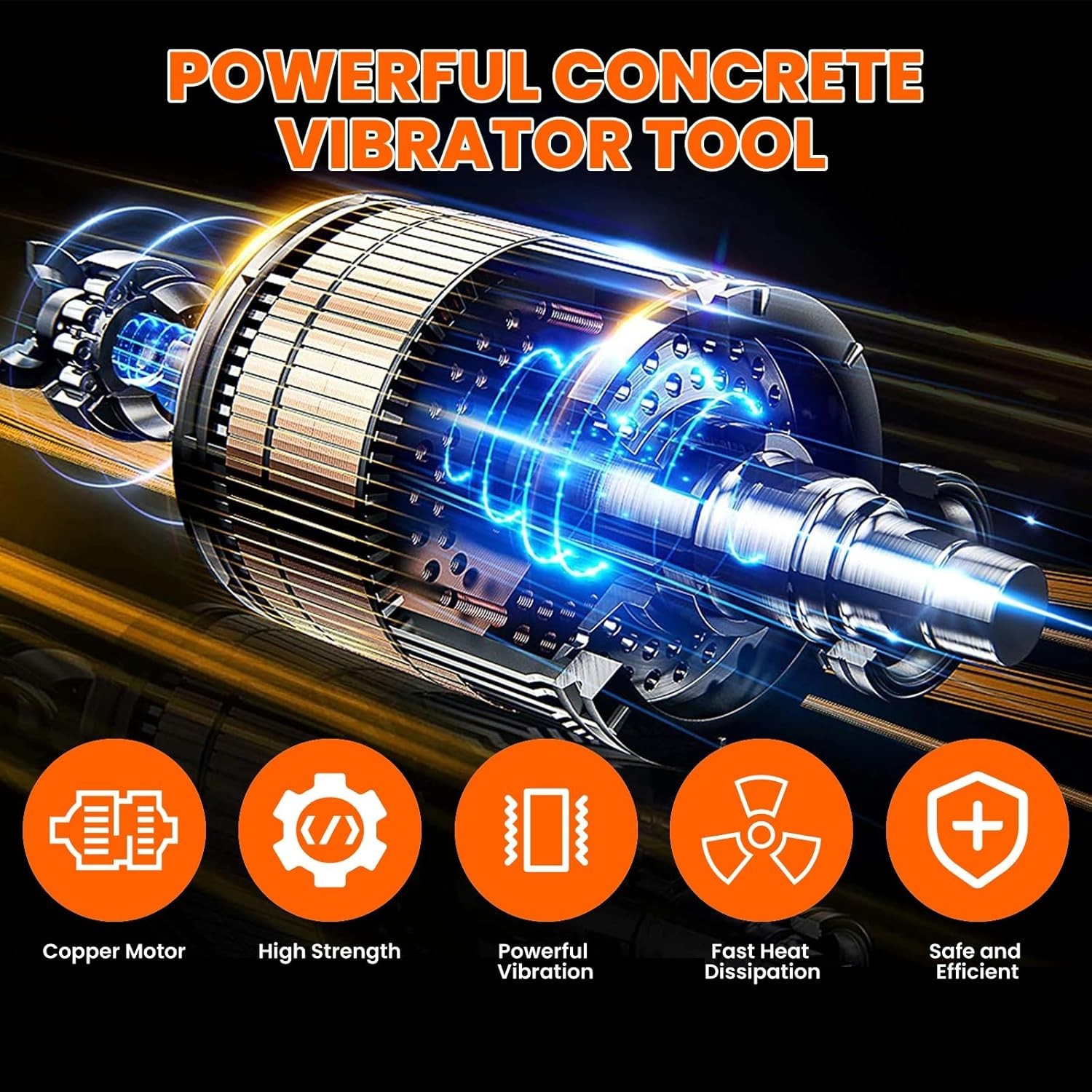 Electric Concrete Vibrator 1500W 14.75 feet Poker to Remove Air Bubbles 16000VPM
