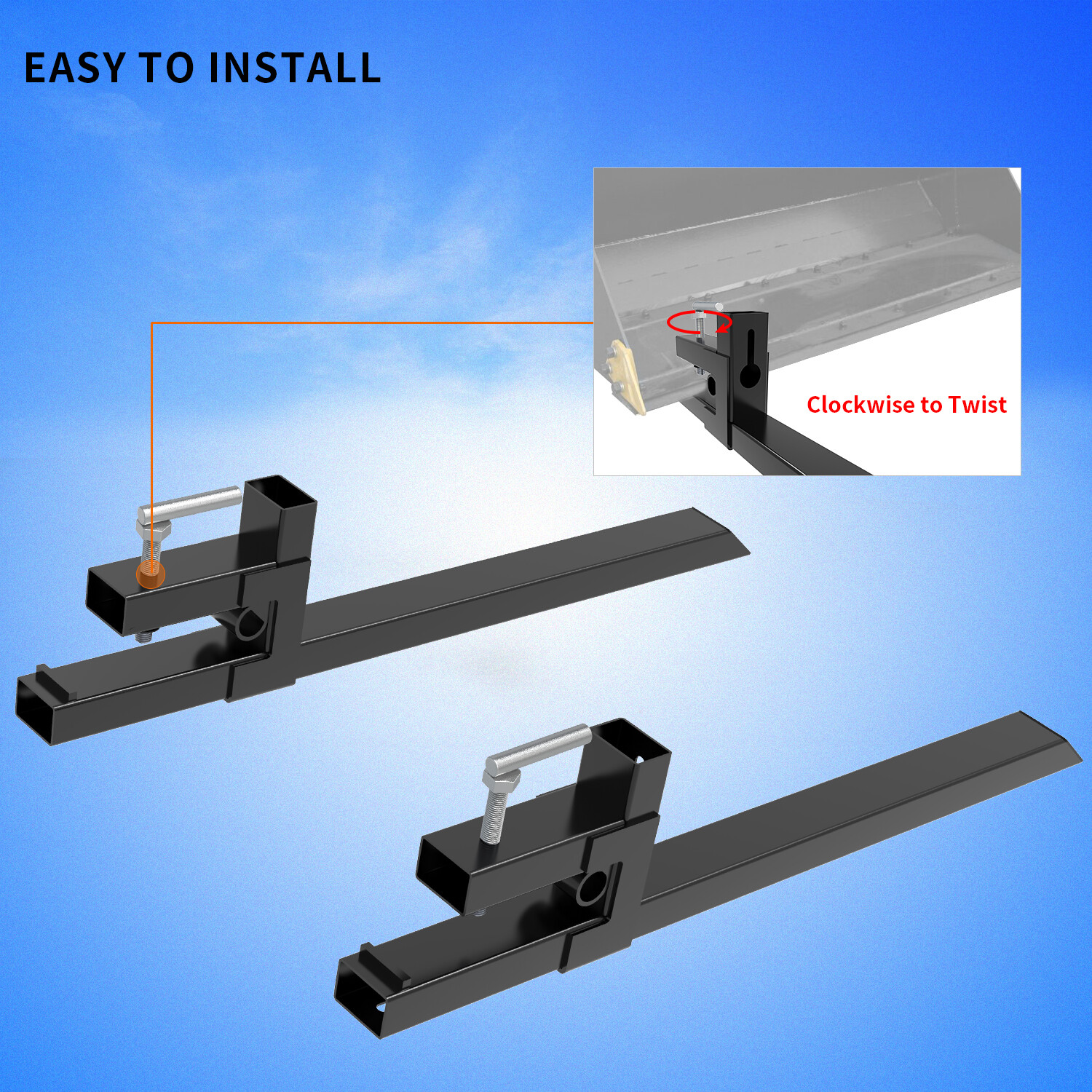1500lb 43″ Tractor Bucket Pallet Forks Clamp Kubota Loader Skid Steer Attachment