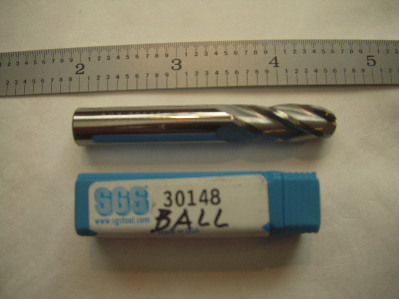 NEW SGS USA 3/8″ D X 1″ LOC X 2 1/2″ OAL 4FL C.C. CARBIDE BALL ENDMILL #30148