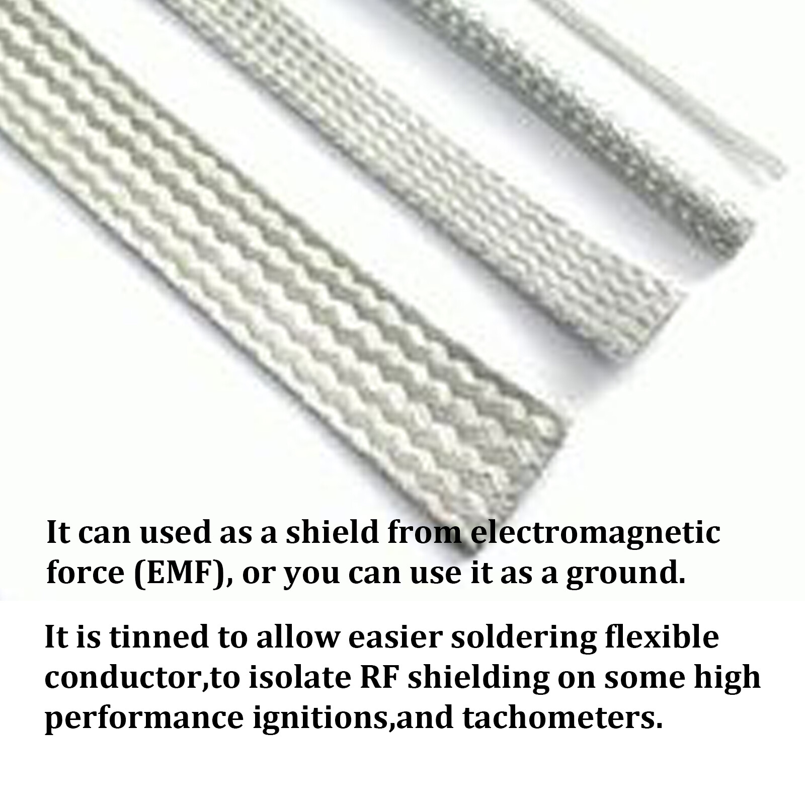 Tinned Copper Braid Ground Strap Metal Cable Wrap Sleeve Mesh Wire Shielding Lot