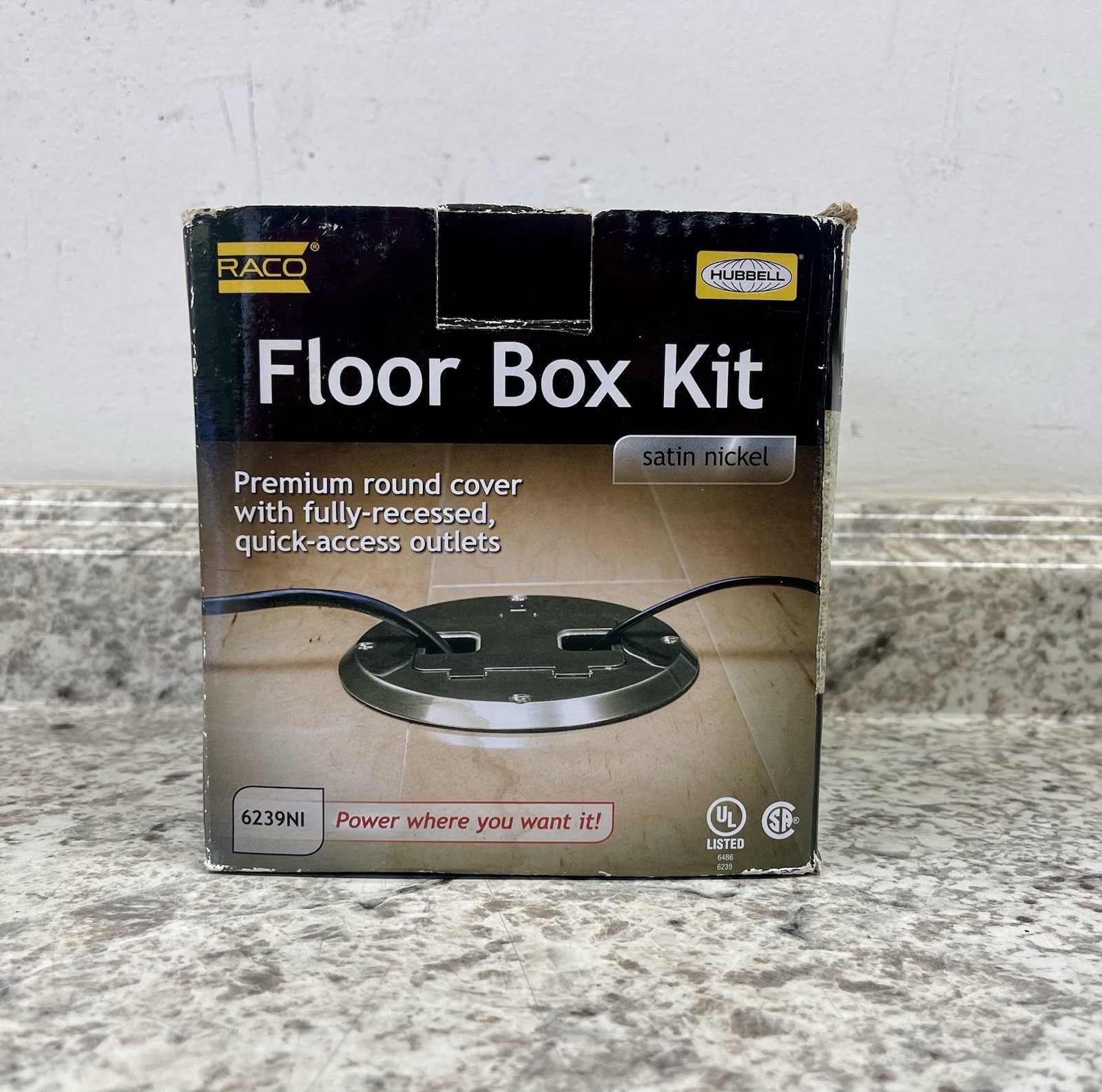 ✨Raco 6239NI Single Gang Floor Box Recessed Duplex 15A TR Device Satin Nickel