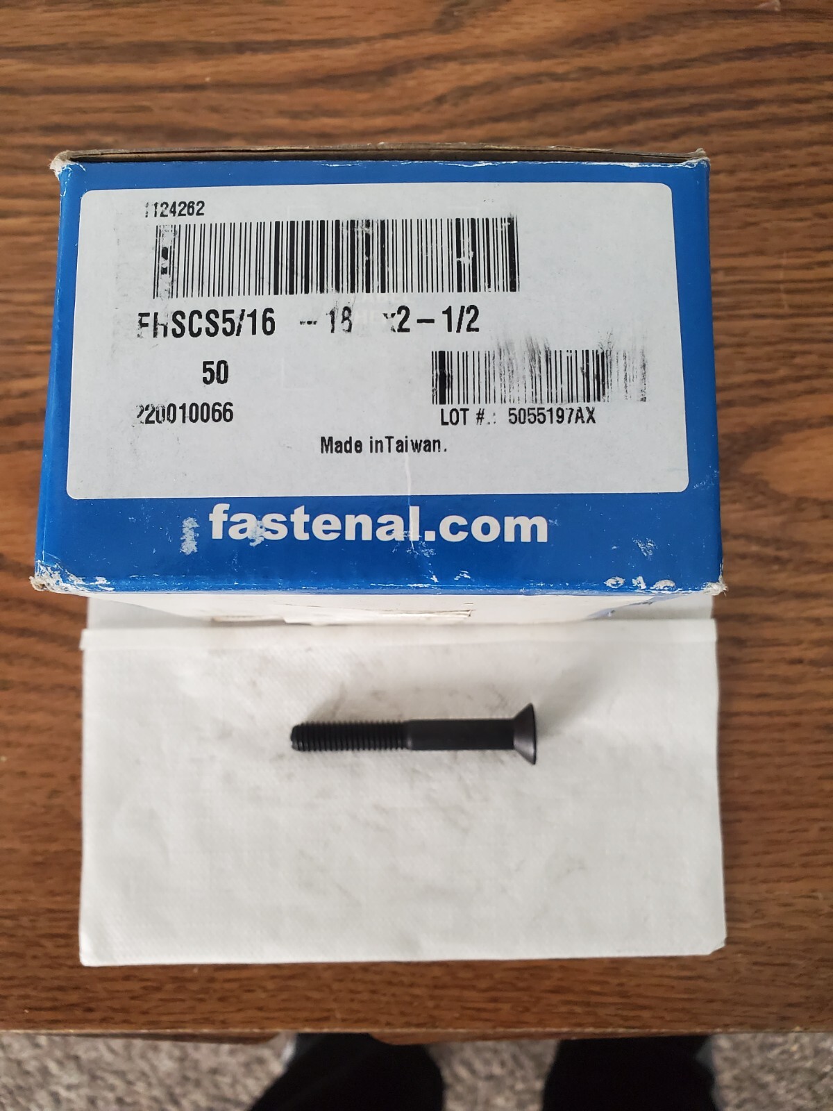 5/16″-18 x 2-1/2″ L 3/16″ Hex Drive ASTM F835 Black Oxide Alloy Steel Flat Head