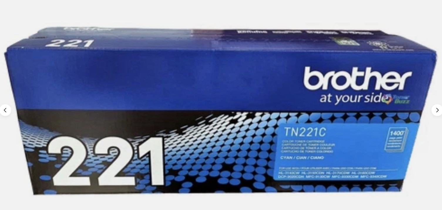 Brother TN221 Toner Set BK/C/M/Y, Genuine, OEM, High Yield, 4-Pack, Sealed