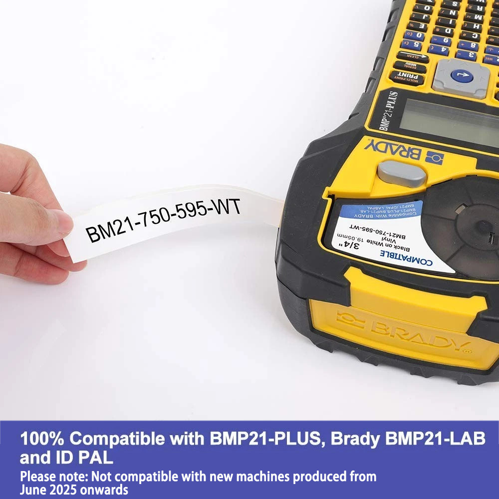 Brady, Black on White-For M210, BMP21-PLUS and BMP21-LAB Printers,0.75″ W 21′ L