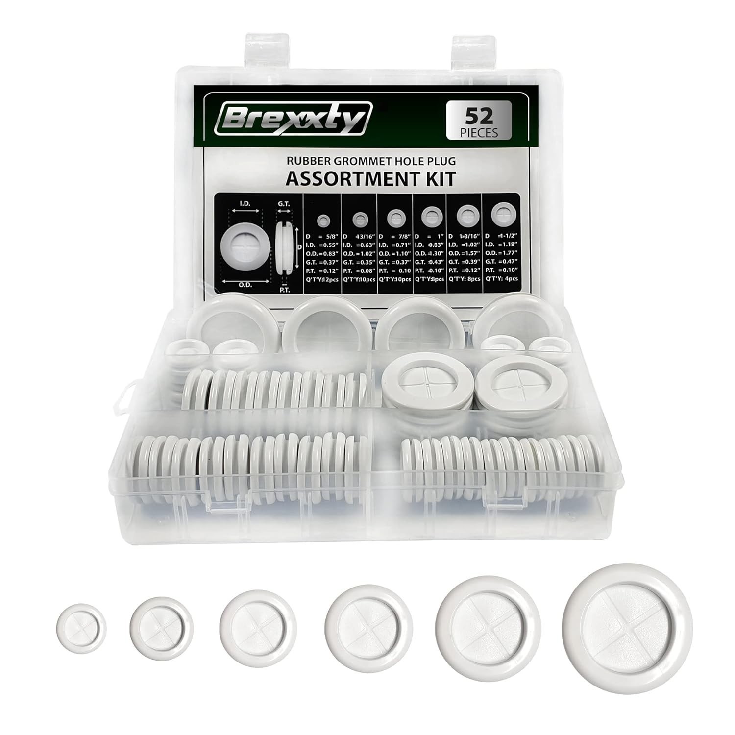 52 Pcs Rubber Grommets Kit Assorted Sizes for Wiring Auto Hardware Repair