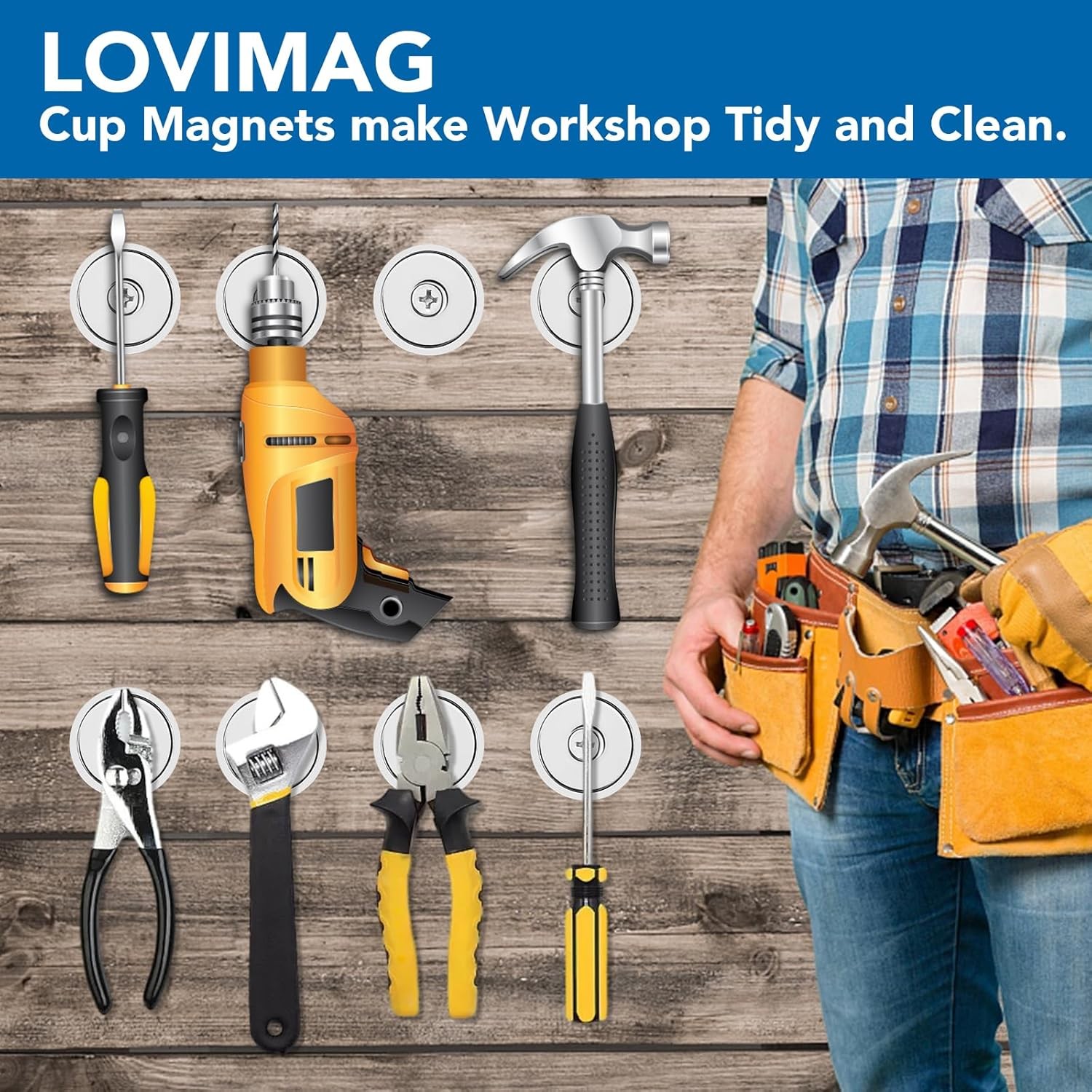 LOVIMAG Strong Magnets,150lb+ Waterproof Super 150lbx10p, Silver