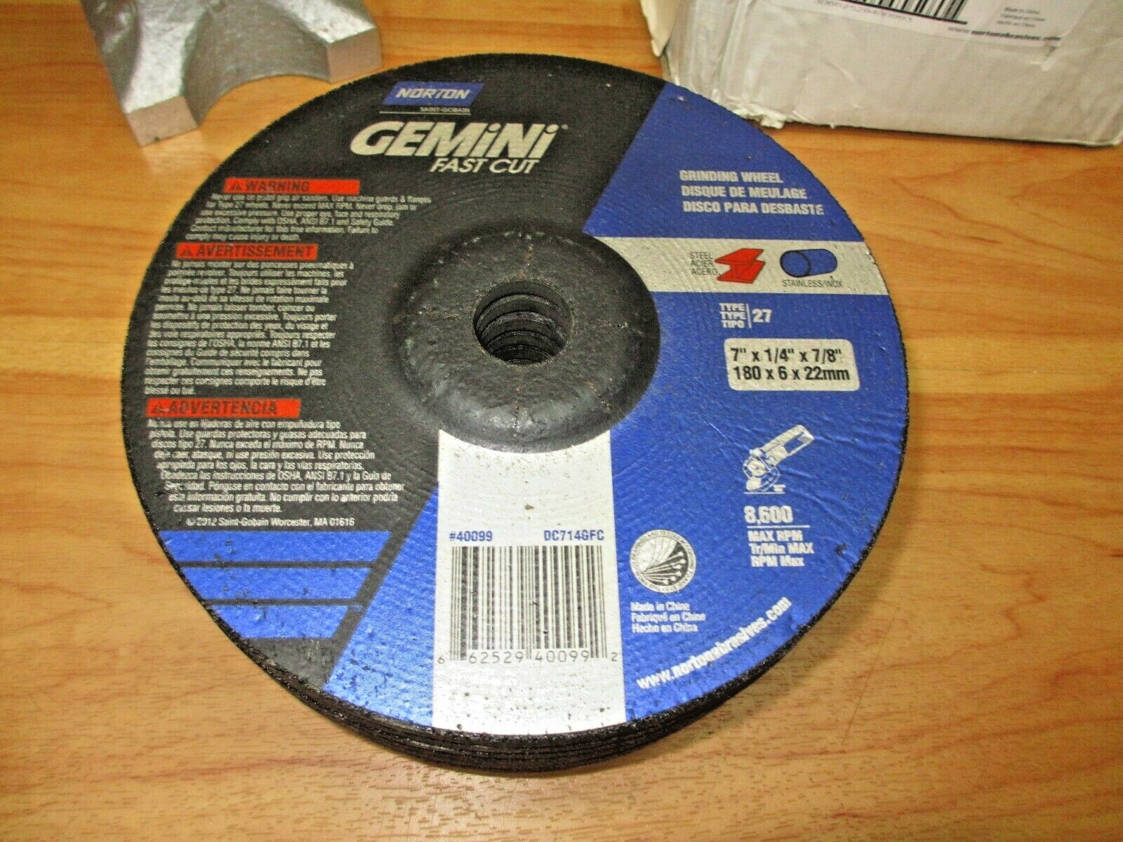 Norton 40099 (LOT OF 10) Grinding Wheel DC714GFC 7″ x 1/4″ x 7/8″ Gemini