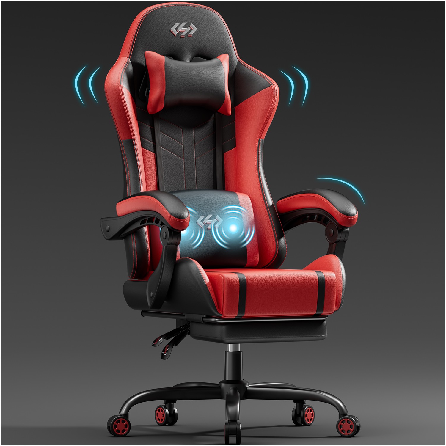 Massage Gaming Chair with Footrest, Computer Chair with Headrest, Gamer Chair