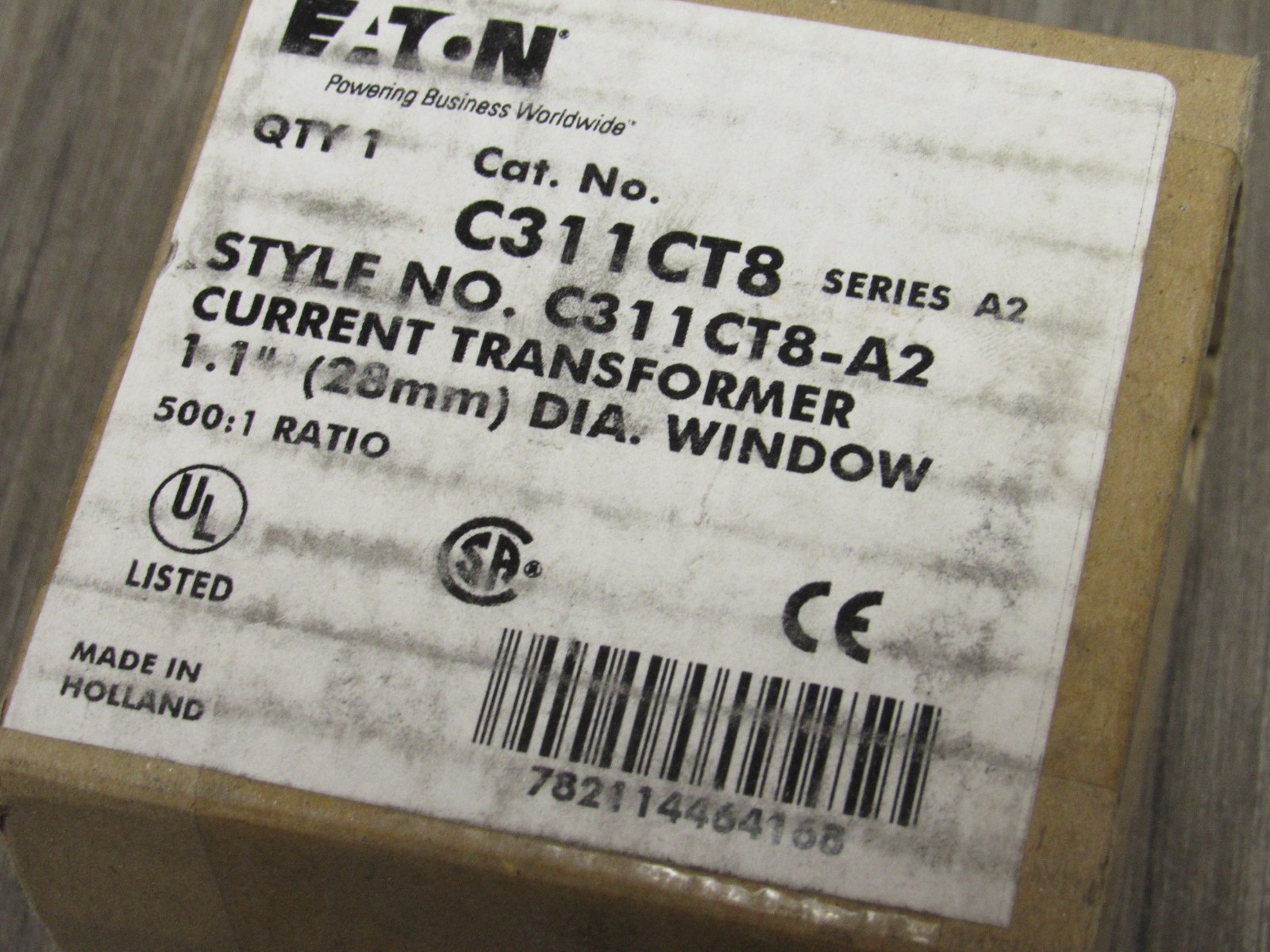 EATON C311CT8 SERIES A2 EXTERNAL TOROIDAL CURRENT TRANSFORMER 1.1″ 28MM 500:1
