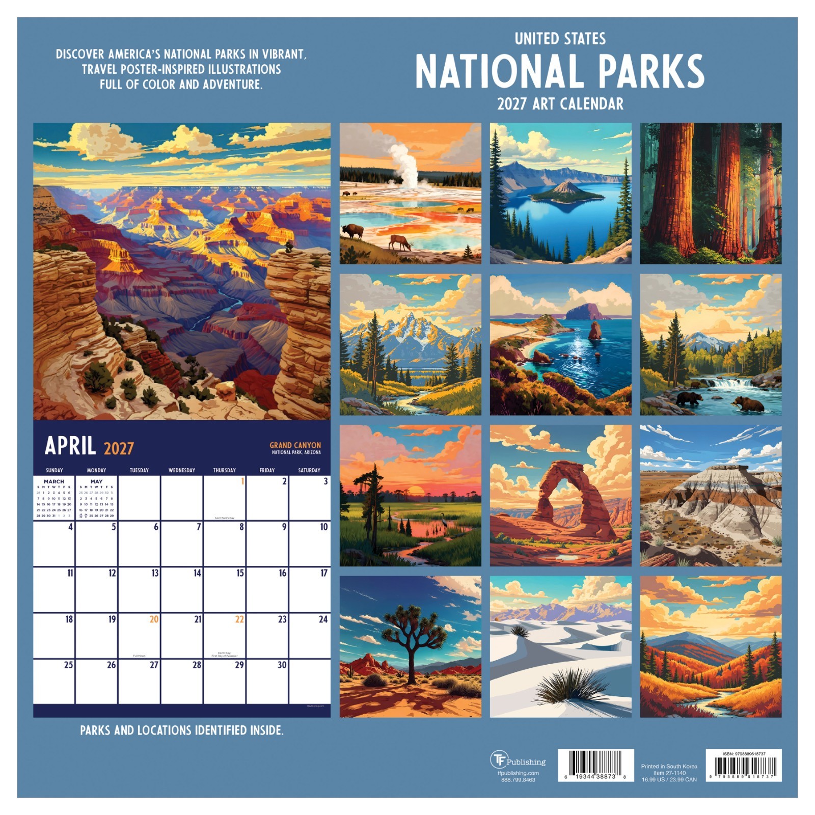 2027 National Parks-Art Wall Calendar