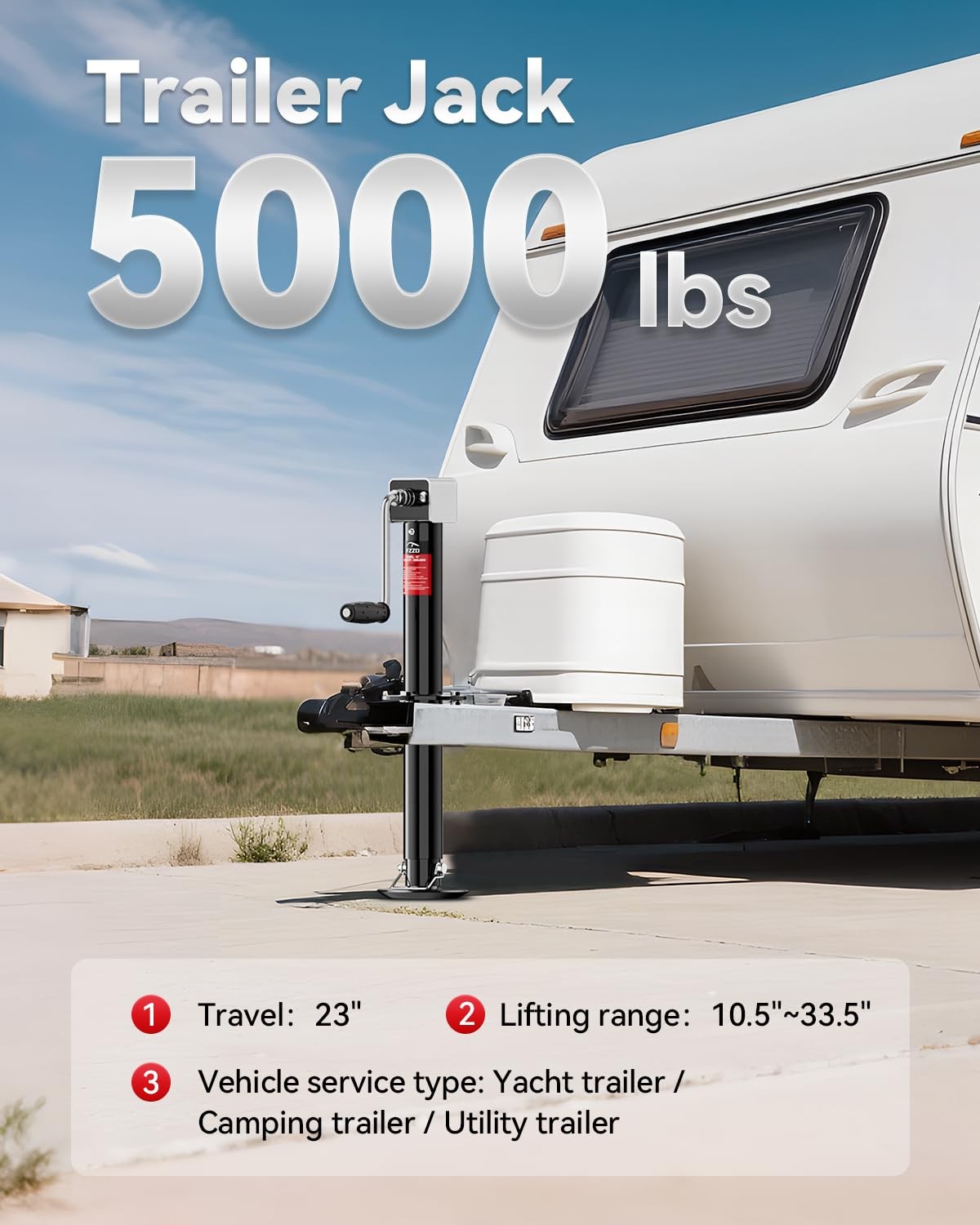 FZZD 5000 lbs 5.3 inches (W) x (L) x 23.2 (H), Black