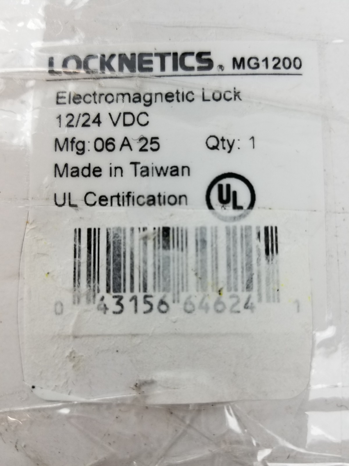 Locknetics MG1200 Electromagnetic Lock 1200lbs Holding Force 12/24Vdc NEW