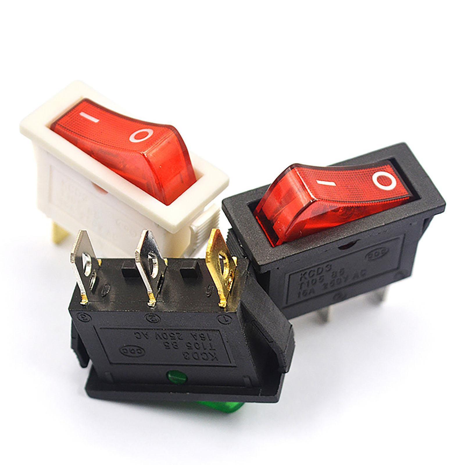 KCD3 2/3 Position Rectangular Rocker Switch 2/3 Pin ON/OFF Red Green Blue Yellow