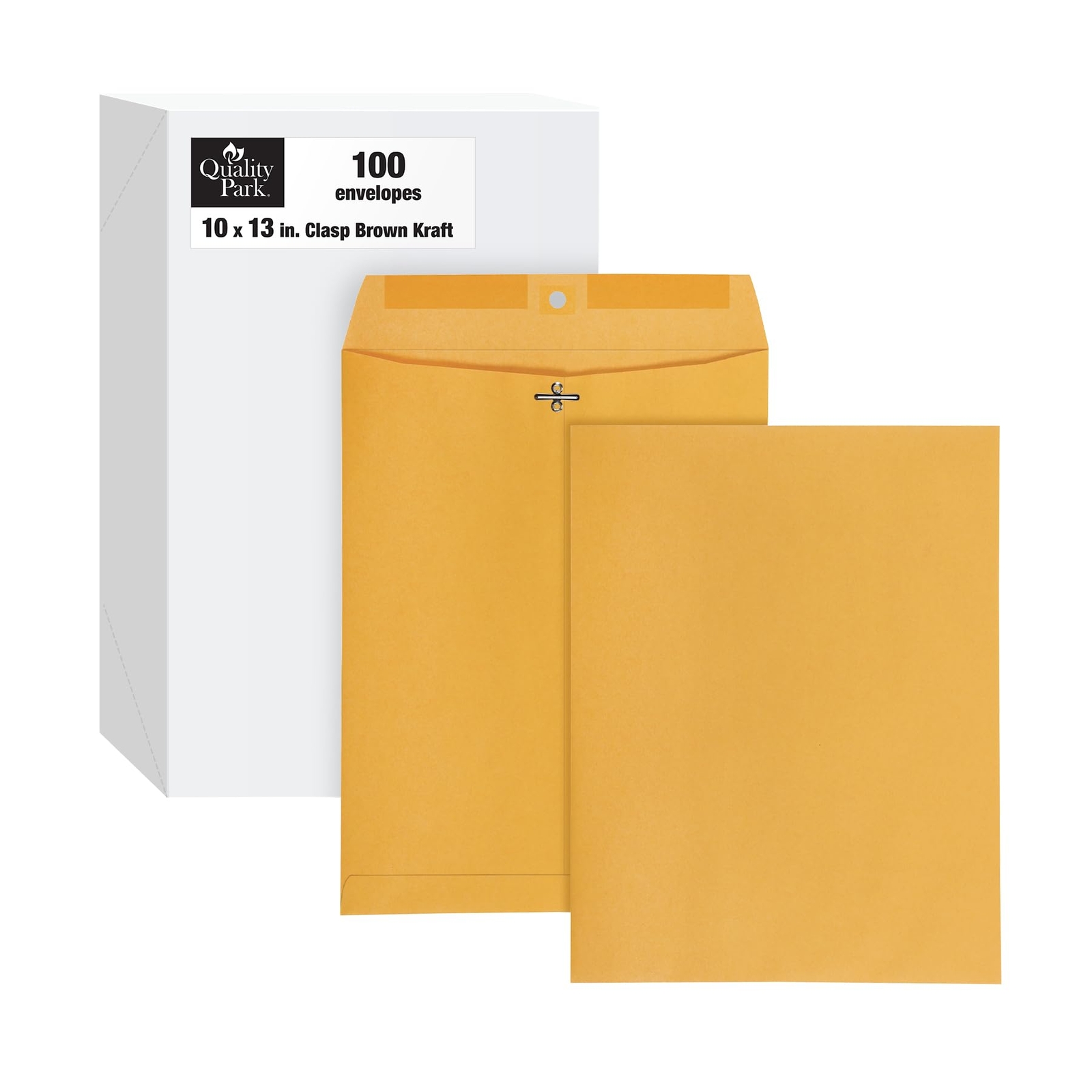 10 x 13 Clasp Envelopes Heavy 32 lb Brown Kraft Gummed Flap 100/Box (QUA