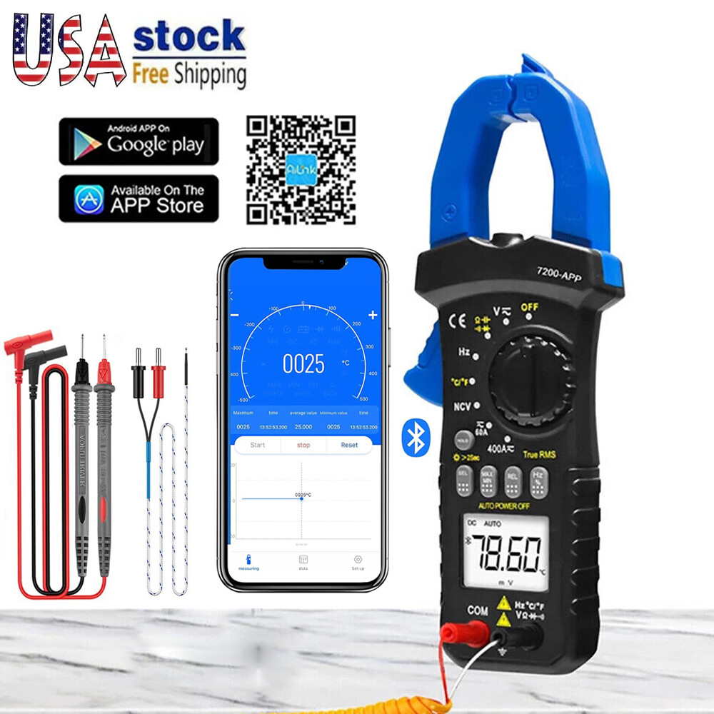 Digital Clamp Meter Bluetooth Clamp Multimeter Ac Dc Amp Meter Voltage Tester