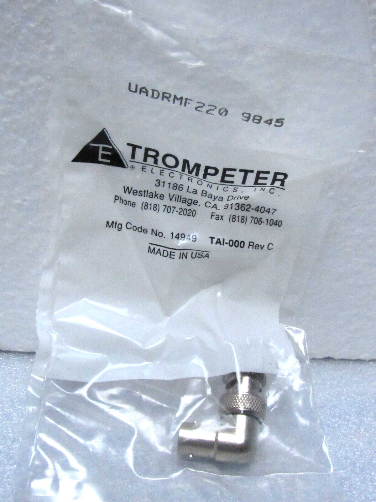 [Lot of 10] Trompeter UADRMF220 Right Angle 90 Degree Male to Female Elbow