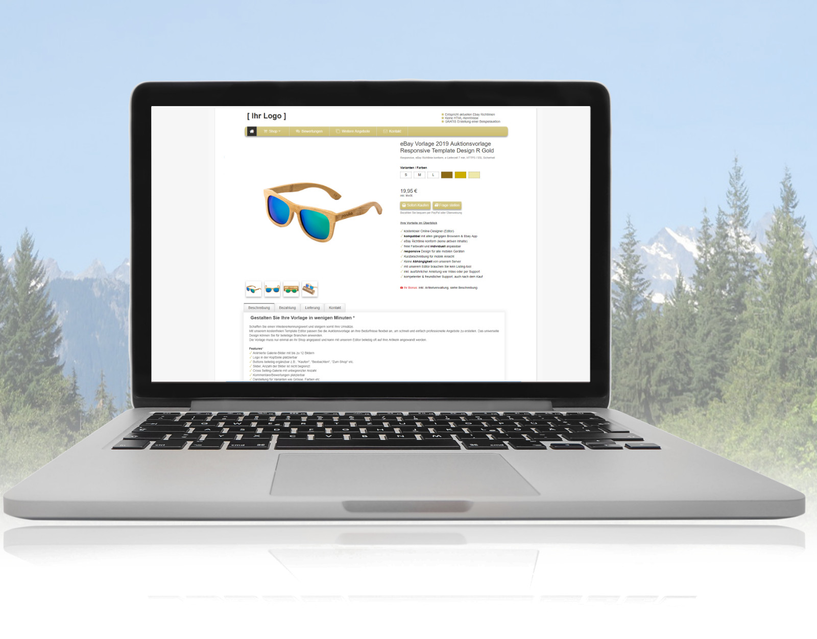 EBAY TEMPLATE auction template responsive template design R gold + editor