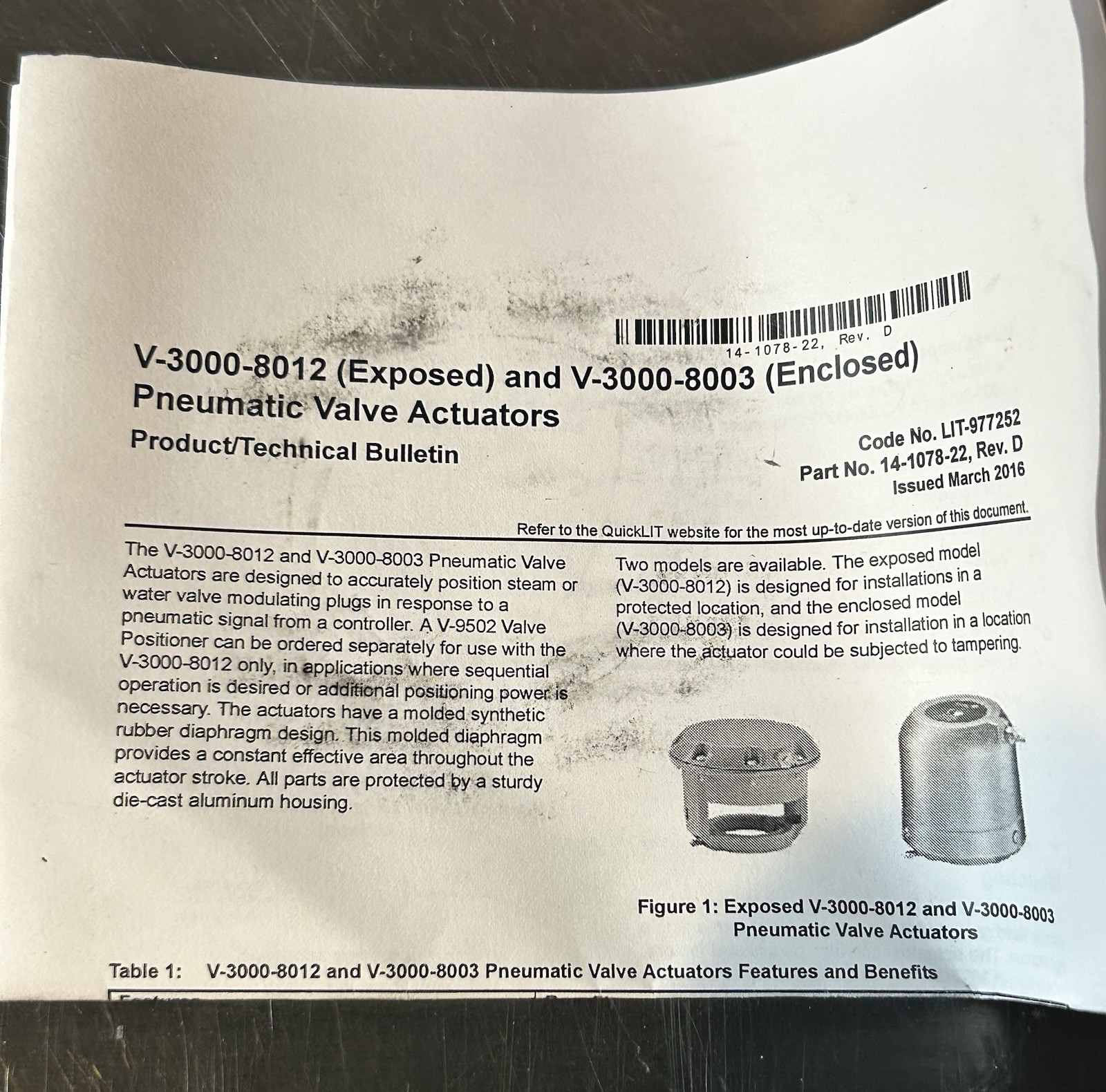 Johnson Controls V-3000-8012 Pneumatic Diaphragm Valve Actuator NEW