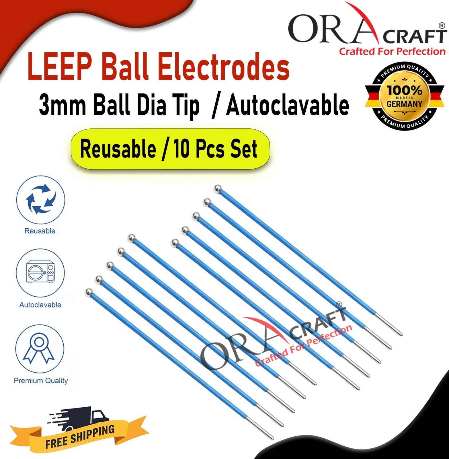 LEEP Ball Electrodes 3mm Ball Tip 10Pcs Reusable Autoclavable 10 Pcs Set