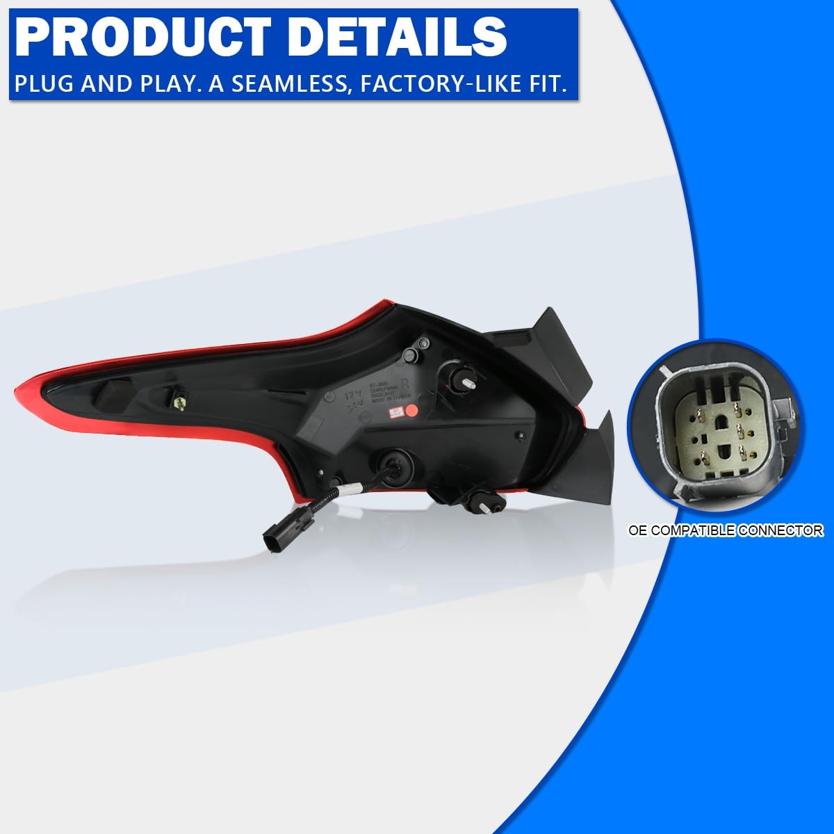 Red LED Bar Tail Lights 2015-2018 for Ford Focus SE ST RS Hatchback Pair