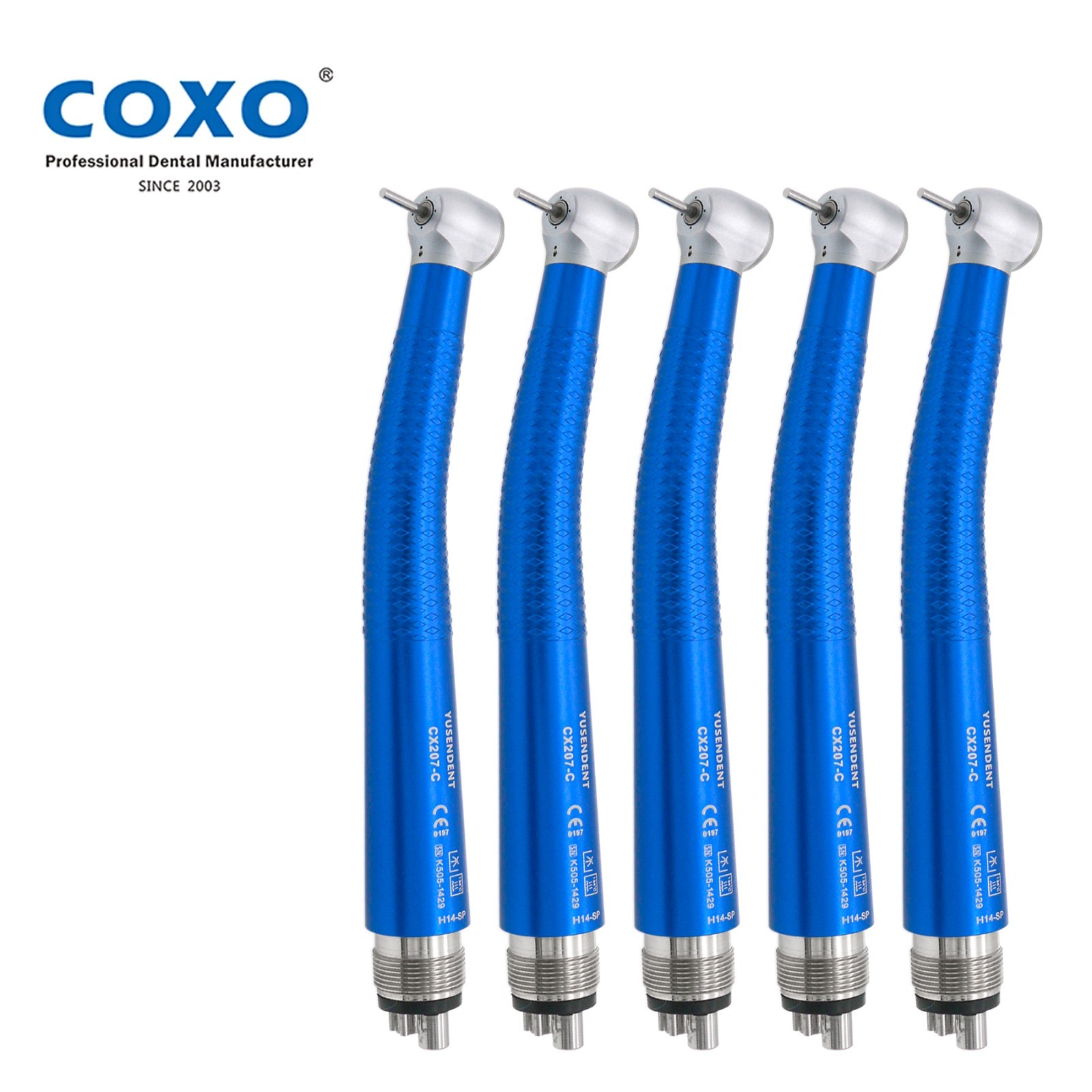 US COXO Dental CX207-C H14 High Speed Air Turbine Colorful Handpiece 4 Hole M4