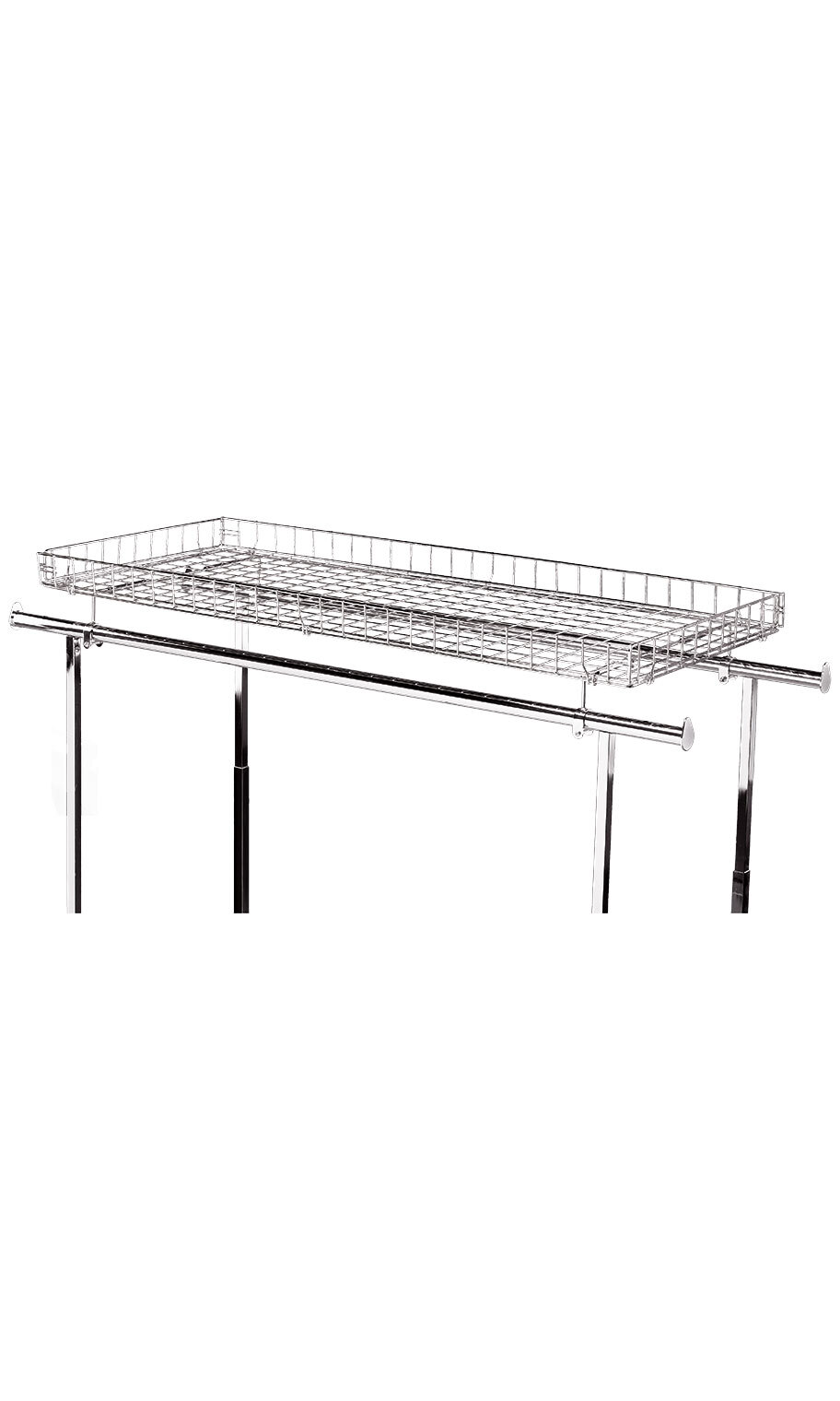SSWBasics Wire Basket Topper for Double Rail Clothing Rack – 52 ½ “L x 22 ½” W
