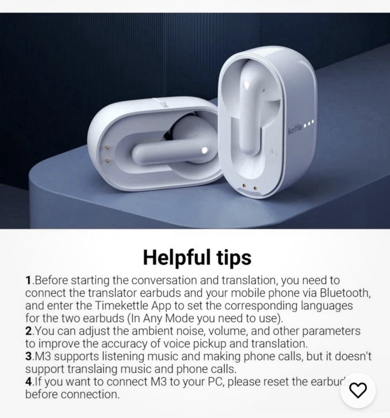 Timekettle M3 Language Translator Earbuds, Two-Way Translator Device with APP…