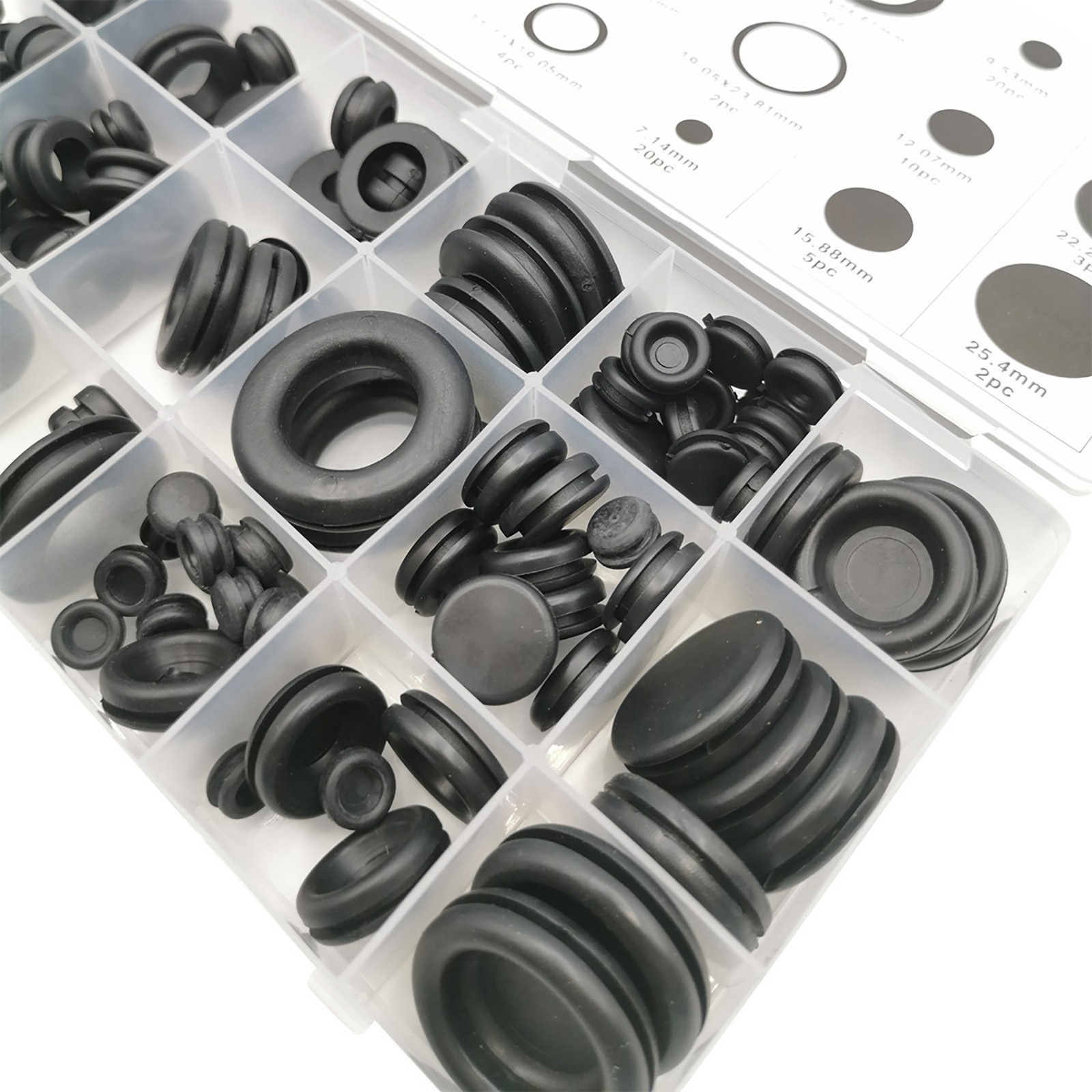 125PCS Black Rubber Grommet Firewall Hole Plug Set Electrical Wiring Gasket