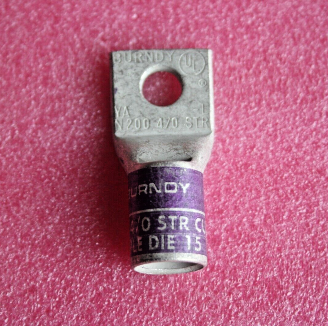 BURNDY YA-L N200 4/0 STR CU, Purple Die 15, 1 Hole Compression Terminal, 20 Pack