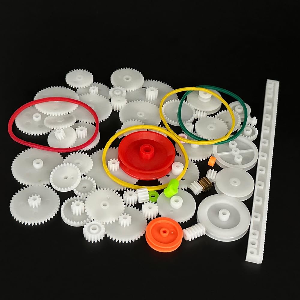 60PCS Small Gear Kit Plastic Gears Belt Pulley Single Spindle Gear…