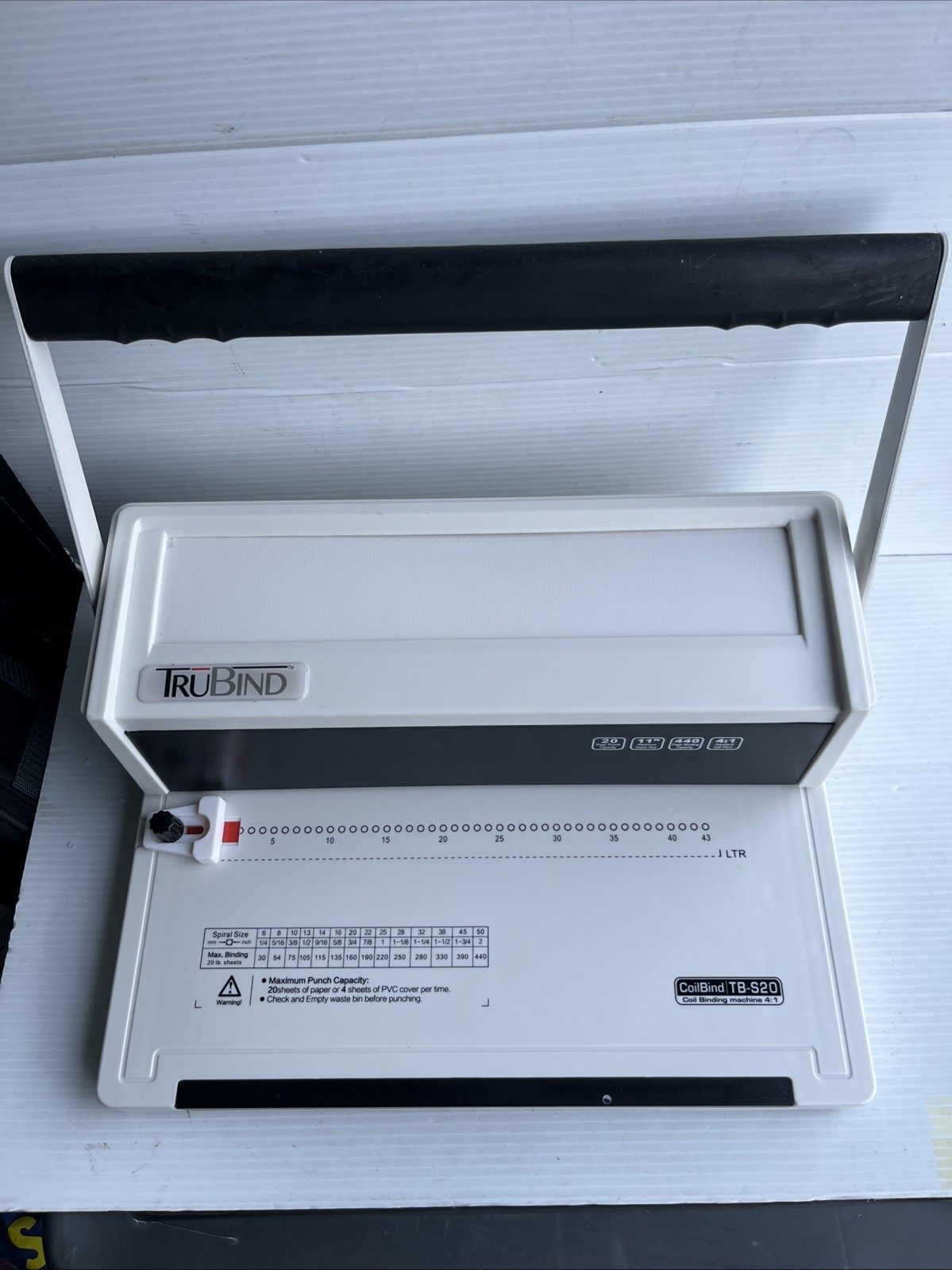 Trubind Coilbind TB-S20 Coil Binding Machine 4:1 Manual Round Hole Punch & Coils
