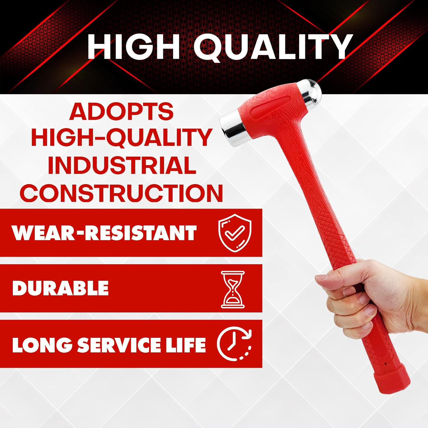 24 oz Dead Blow Hammer Dual Head Ball Peen Blow Striking Flat Pein Non-Slip Hand
