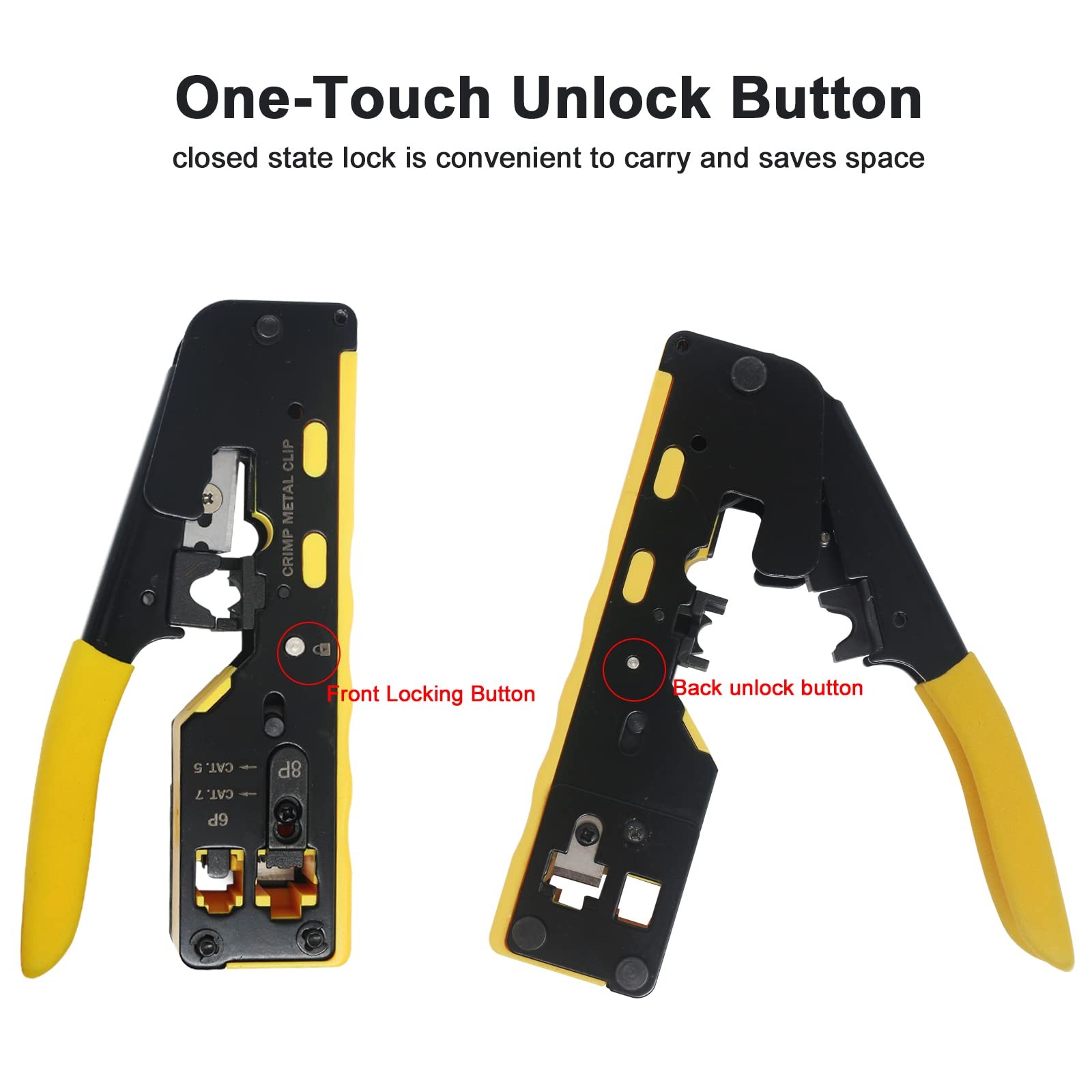 Pass Through RJ45 Crimp Tool / Wire Stripper / Wire Cutter for RJ11/RJ12 Stan…