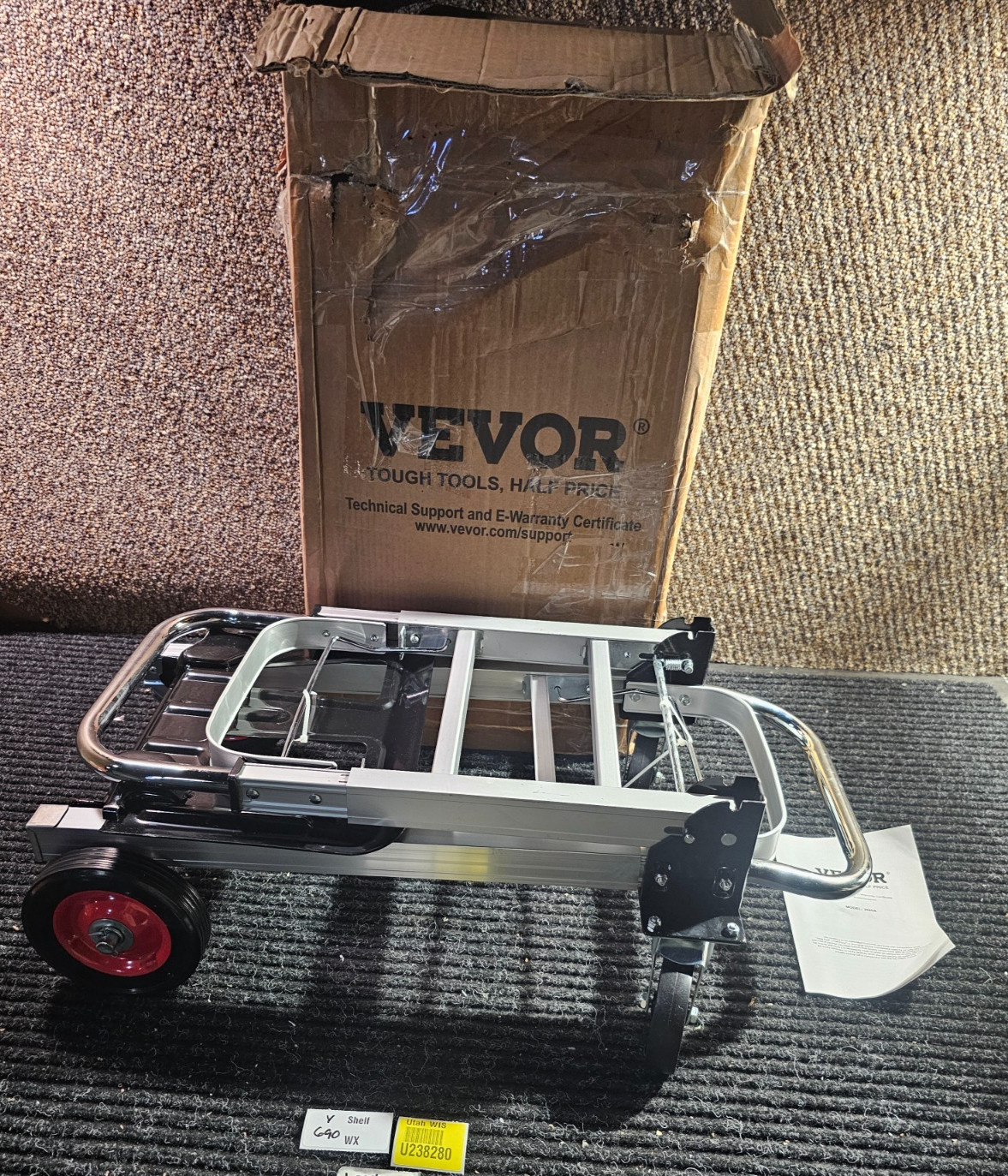 VEVOR Aluminum Hand Truck 2 in 1 Folding Dolly Cart 400 lbs Capacity Heavy Duty
