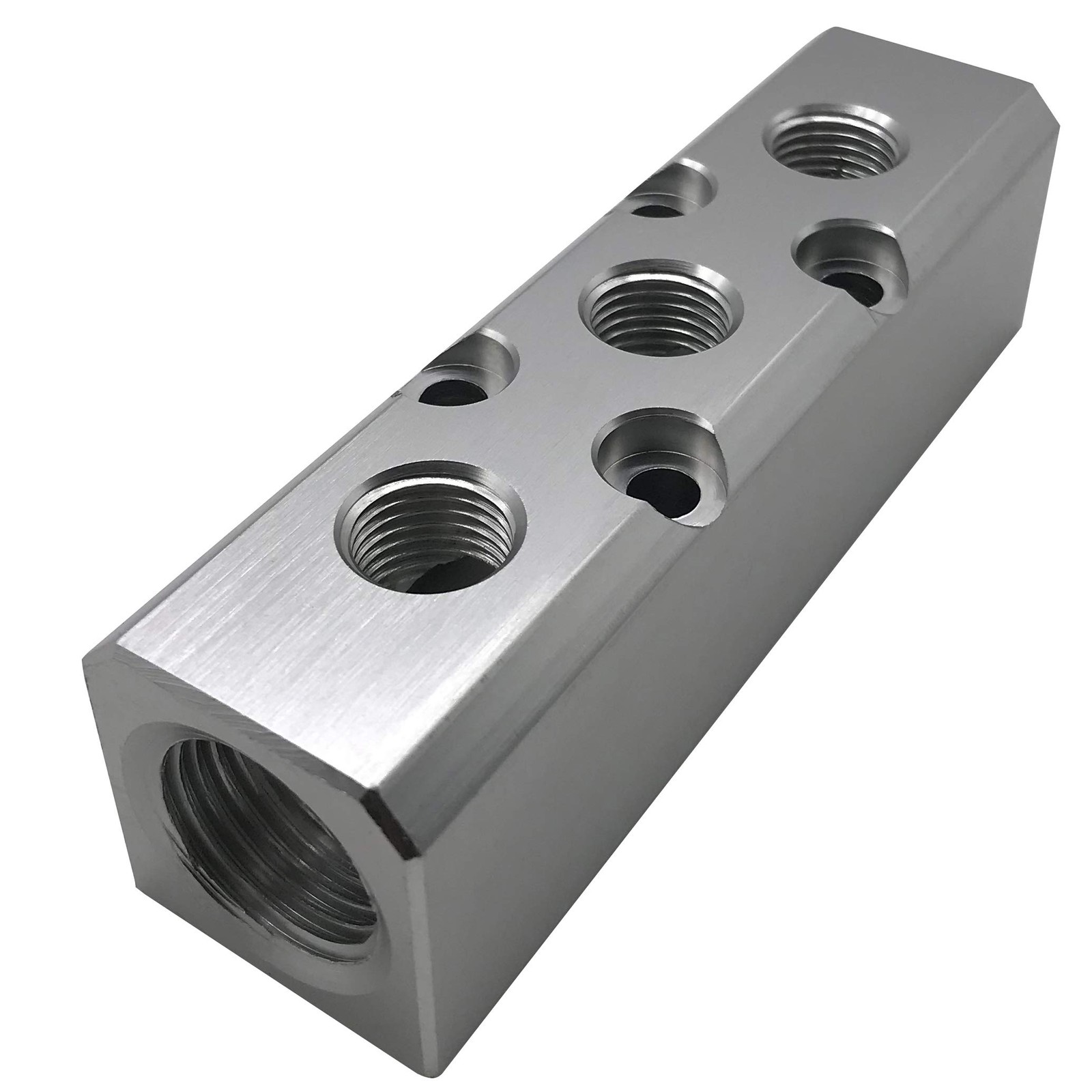 3 Way Pneumatic Manifold Air Distribution Block, G1/2 3 5 Port, Silver