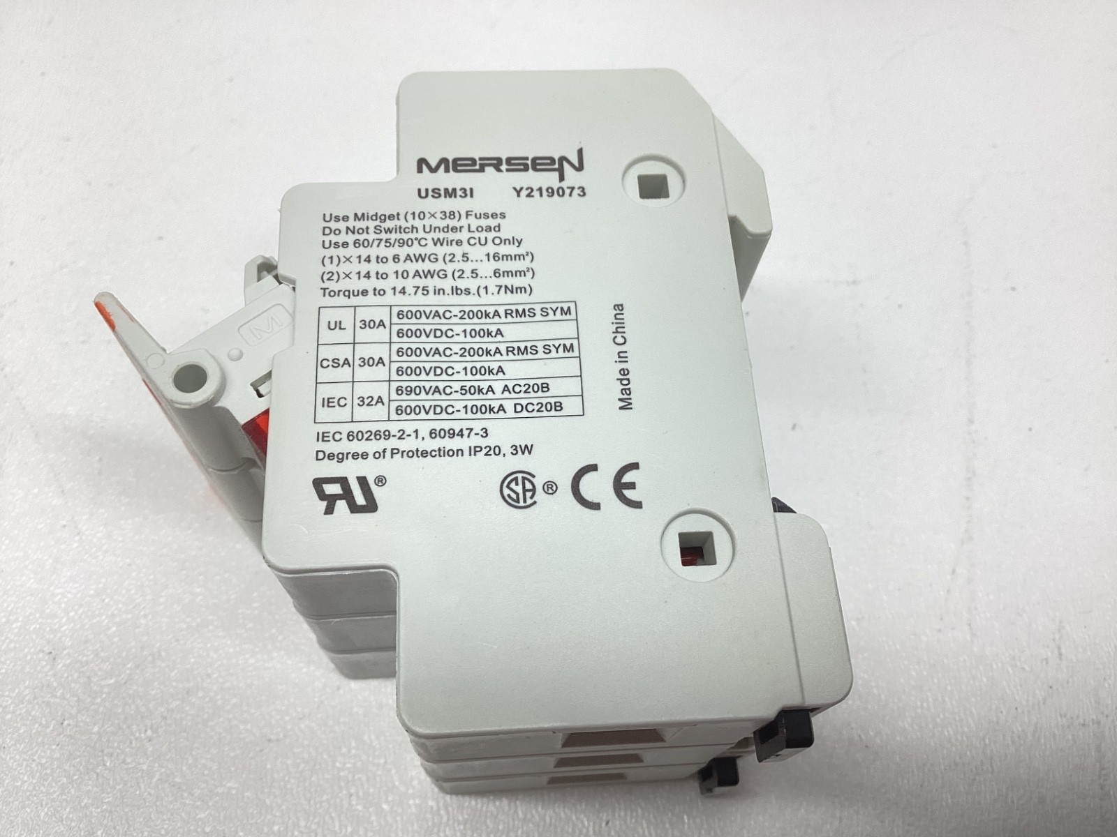 (4) MERSEN FERRAZ SHAWMUT 3-POLEUSM31 FUSE HOLDER ULTRASAFE Y219073 WARRANTY