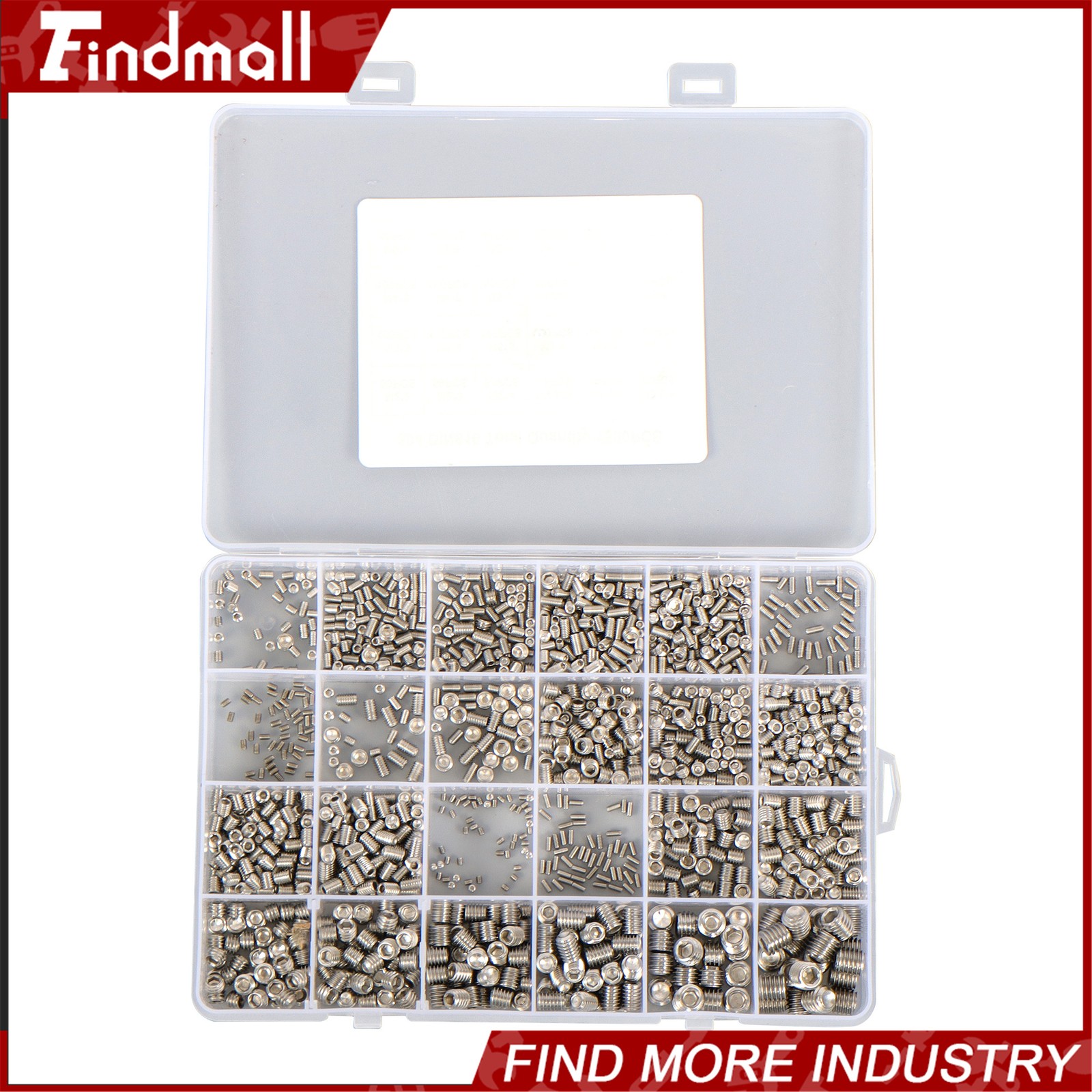 1500PCS Fully Threaded Hex Socket Set Screw Assortment Kit 304 Stainless Steel