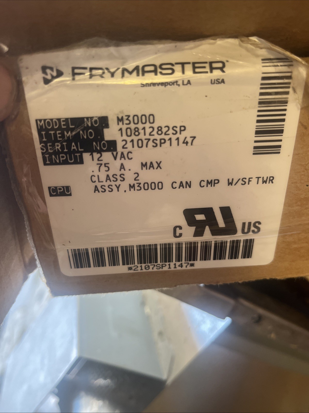1081282SP Frymaster Control, M3000 Elec Ce Fv P Genuine OEM FM1081282SP