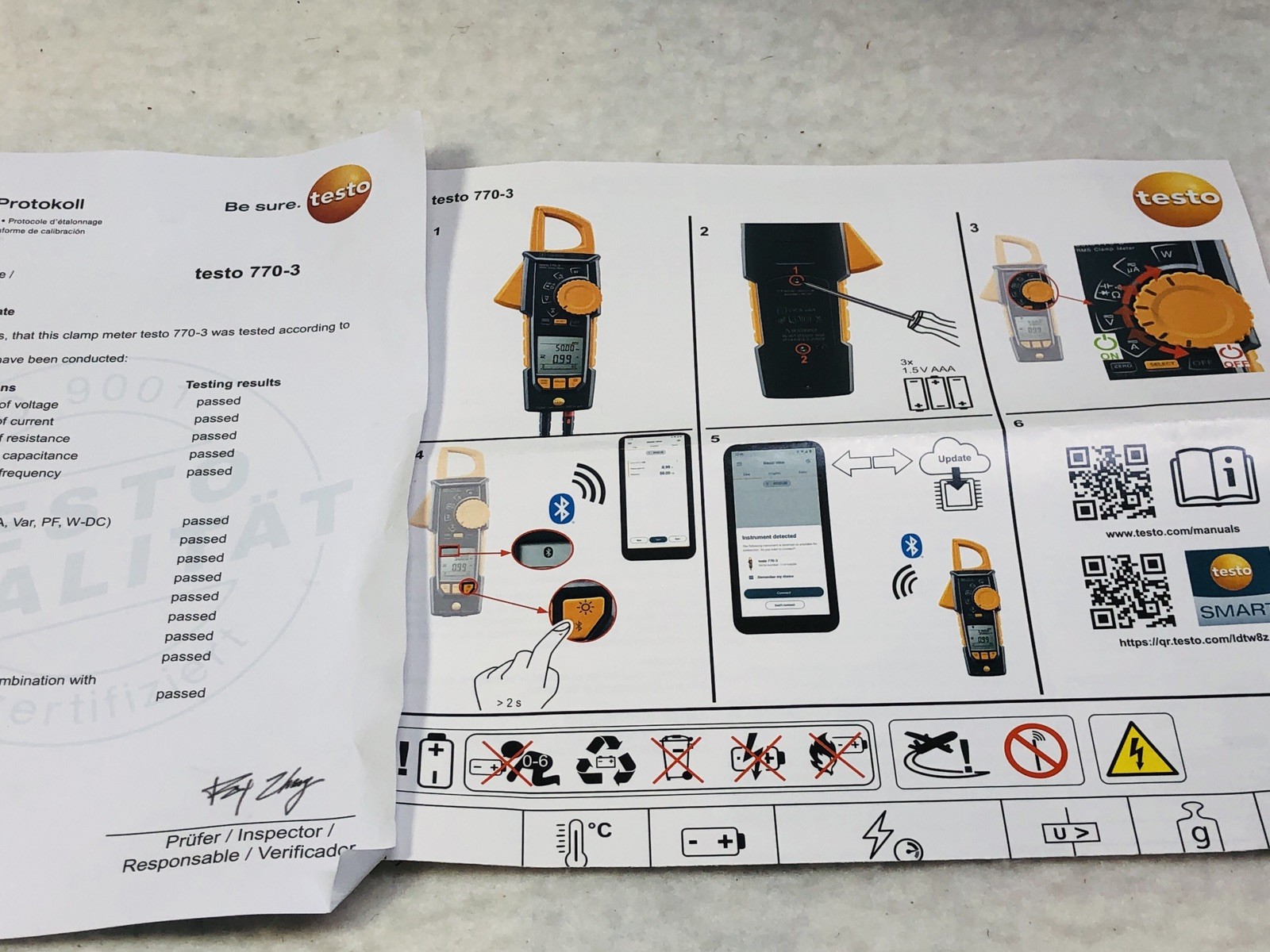 Testo 770-3 Clamp Meter 0590 7703 Premium Kit True-RMS With Bluetooth