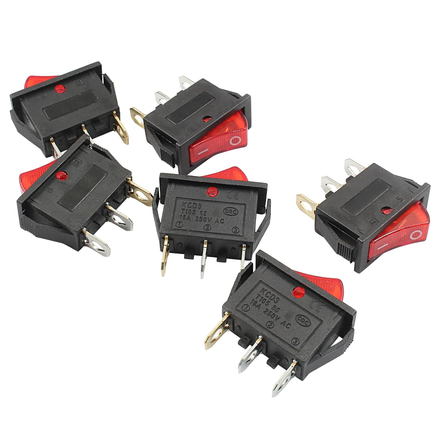 6 Pcs RED AC110V/120V Rocker Switch LED Light 3 Pin SPST ON-Off – USA SHIPPING