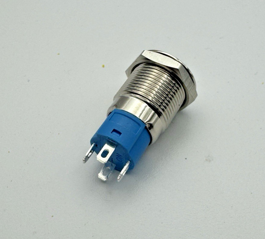 3 x 12MM Latch Push Button Switch 12V w/ BLUE LED Pre-Wired Connector