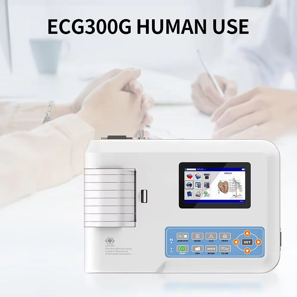 CONTEC ECG300G 3-Channel ECG – 12-Lead for Human/Vet Use – Digital EKG Machine