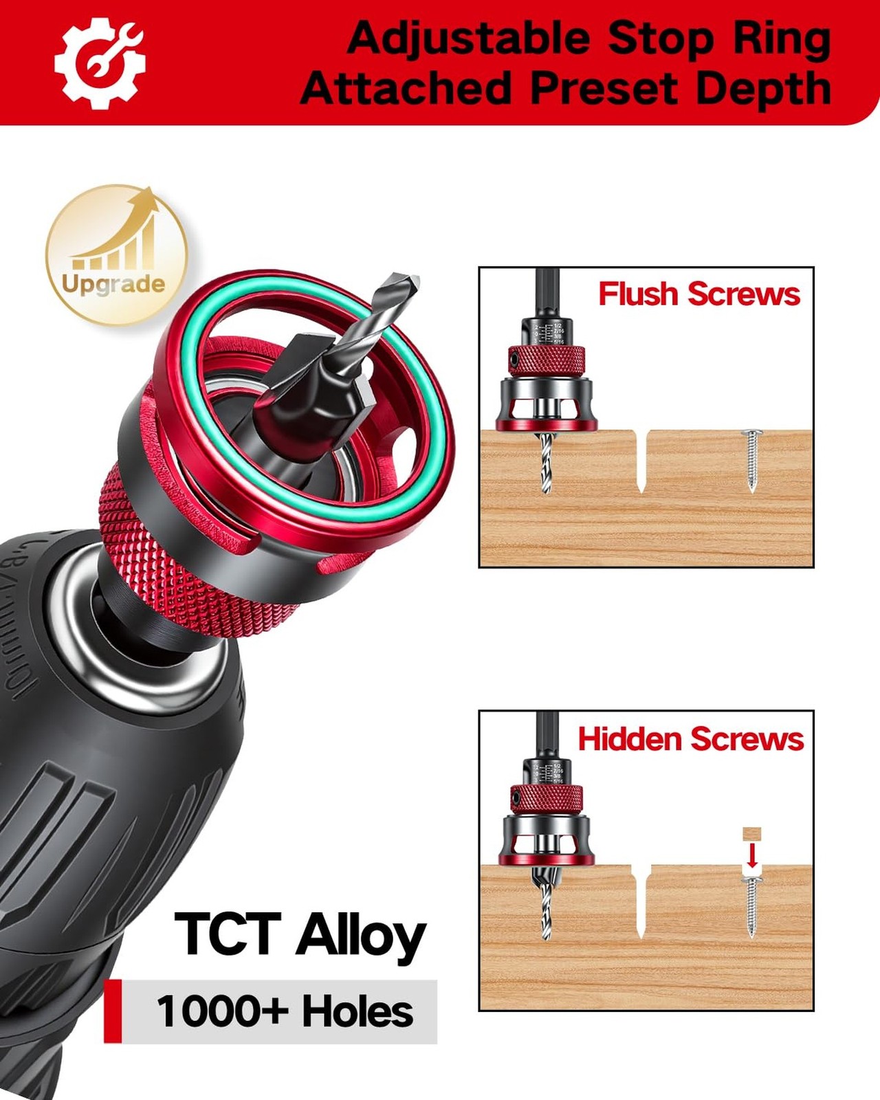 9 PCS Countersink Drill Bits Set, 5PCS Two-Flute TCT Alloy Tapered Drill Bits…