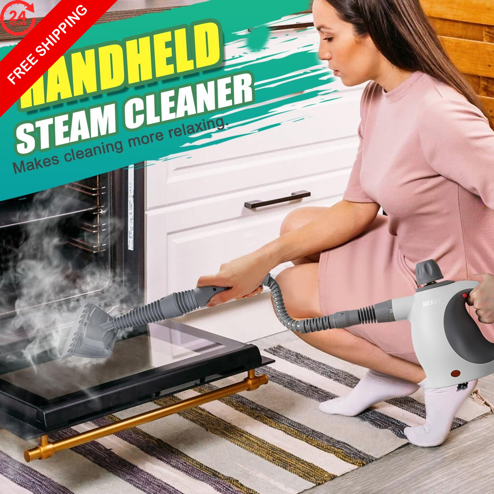 Multi-Surface Handheld Pressurized Steam Cleaner with 13 PCS LARGE, White