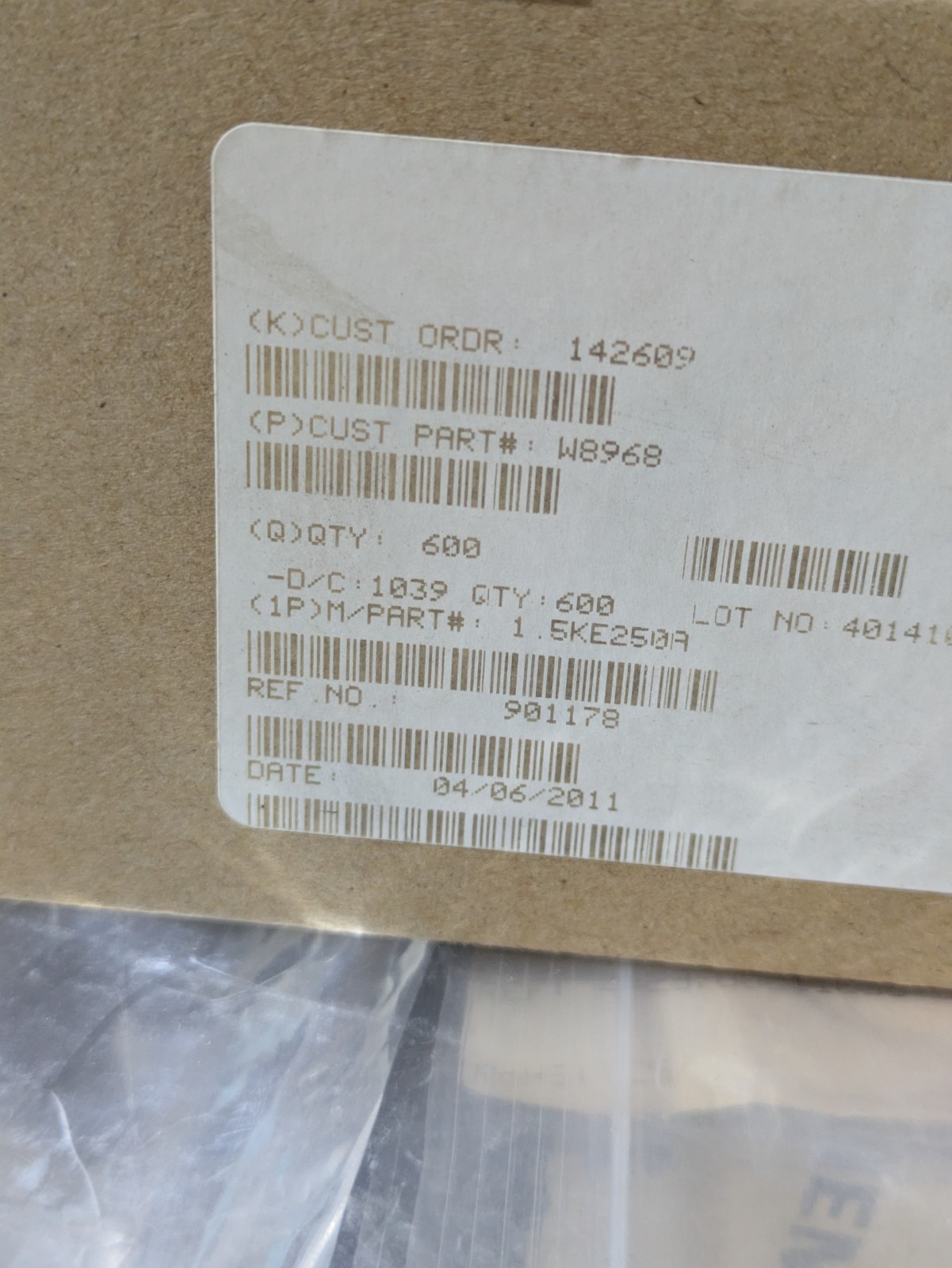 1.5KE250A TVS Diode 250V 1500W DO-201 Transient Voltage Suppressor 10/ORDER