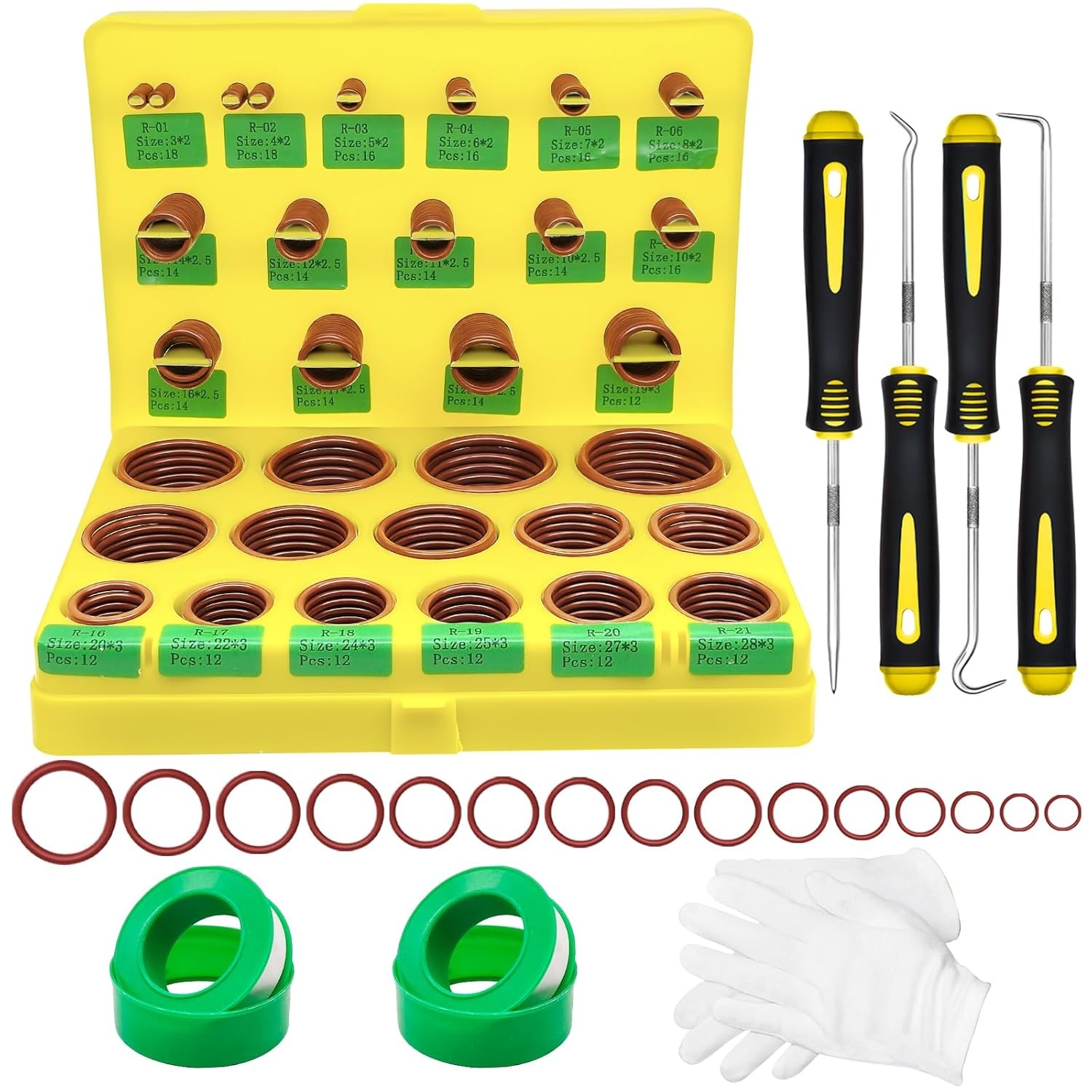 396PCS Metric Viton O-Ring Kit, 30 Sizes Viton O Rings Assortment, 75 Shore A, B